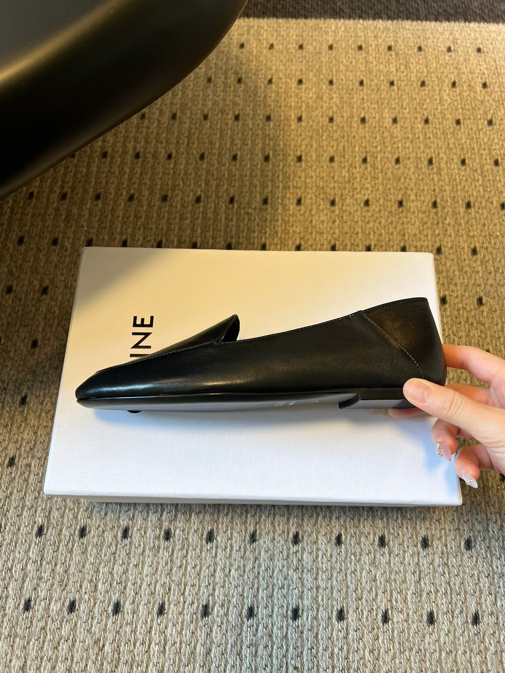 CELINE 26S FLAT LOAFERS IN BLACK LAMBSKIN