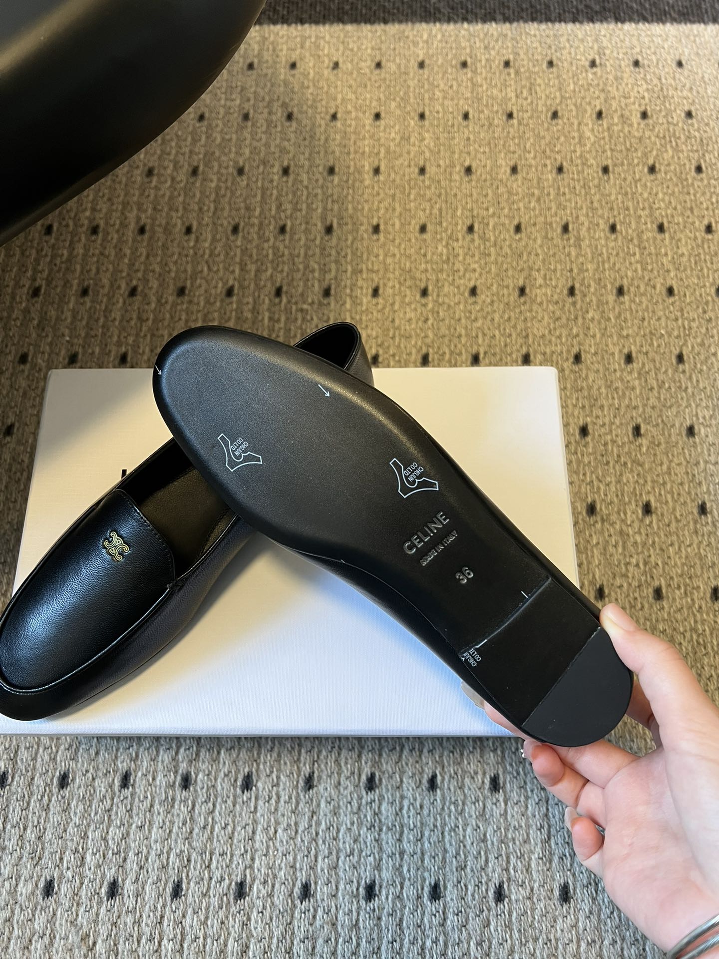 CELINE 26S FLAT LOAFERS IN BLACK LAMBSKIN