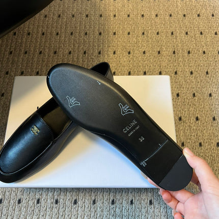 CELINE 26S FLAT LOAFERS IN BLACK LAMBSKIN