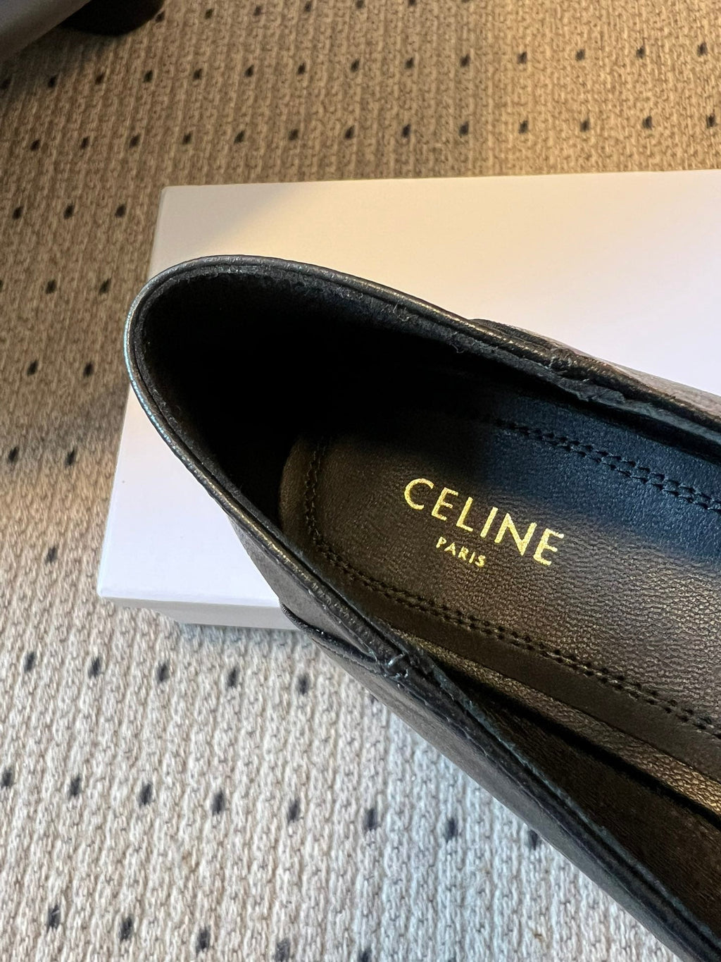CELINE 26S FLAT LOAFERS IN BLACK LAMBSKIN