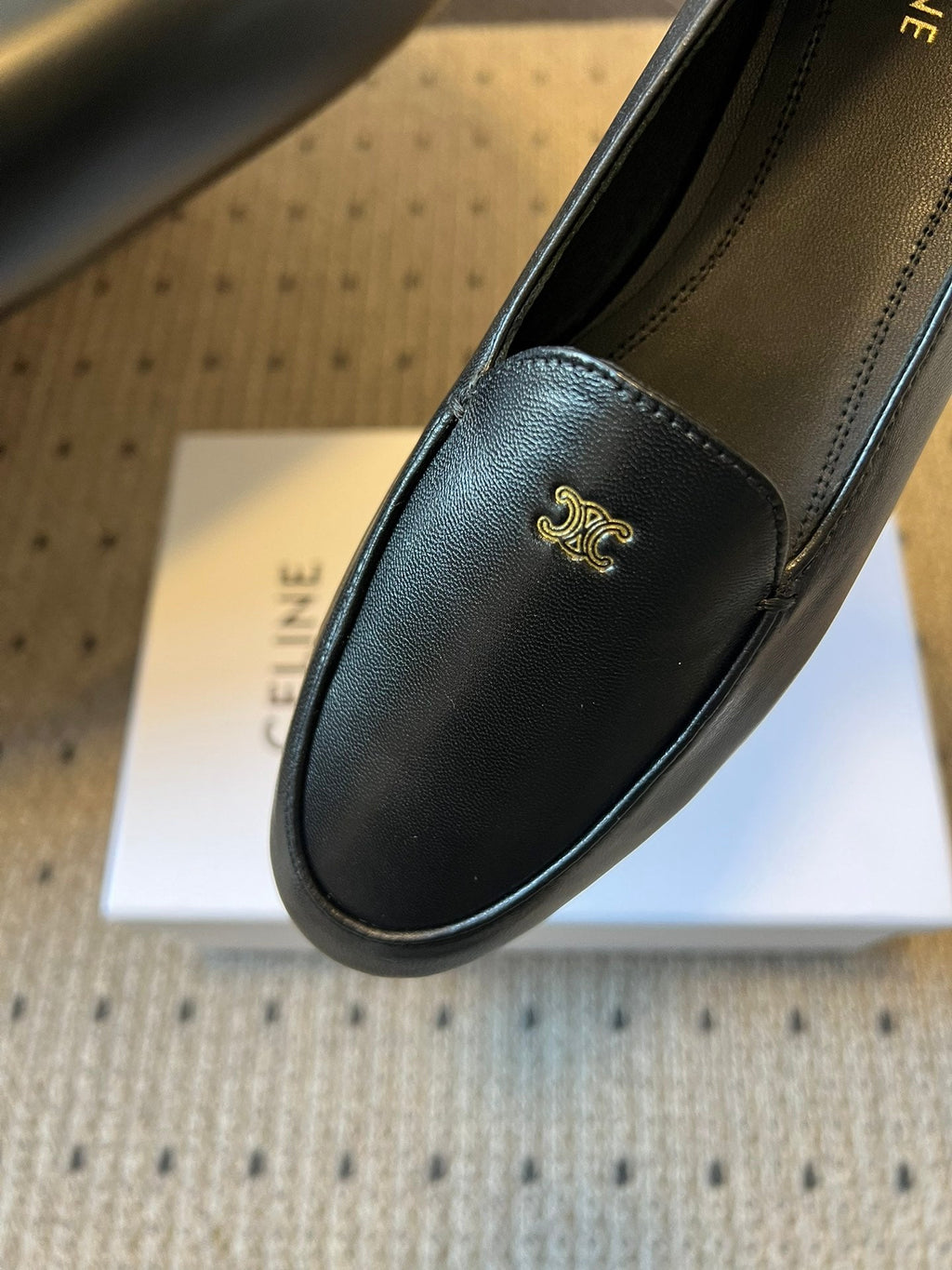 CELINE 26S FLAT LOAFERS IN BLACK LAMBSKIN