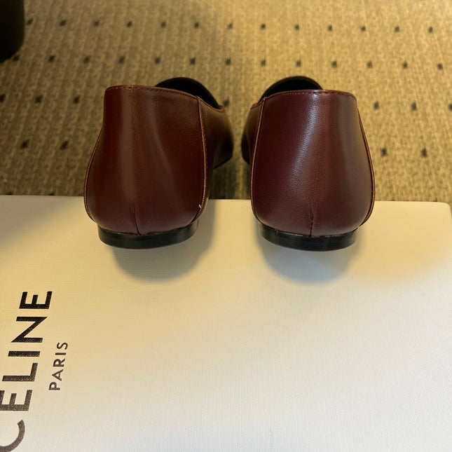 CELINE 26S FLAT LOAFERS IN DARK RED LAMBSKIN