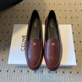 CELINE 26S FLAT LOAFERS IN DARK RED LAMBSKIN