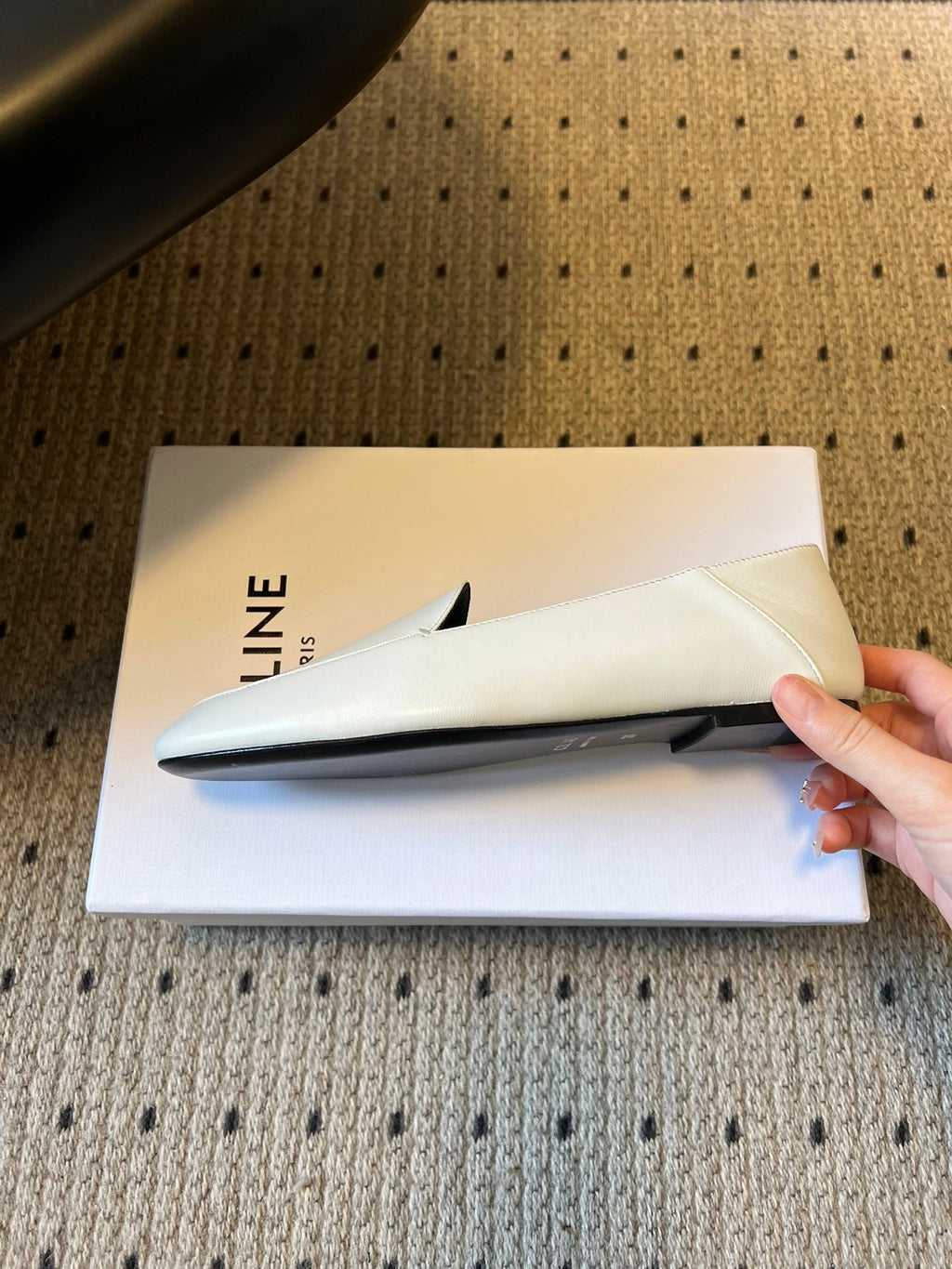 CELINE 26S FLAT LOAFERS IN WHITE LAMBSKIN