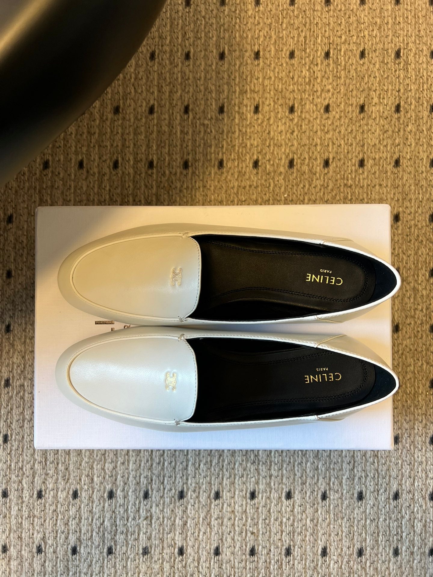 CELINE 26S FLAT LOAFERS IN WHITE LAMBSKIN