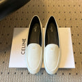 CELINE 26S FLAT LOAFERS IN WHITE LAMBSKIN