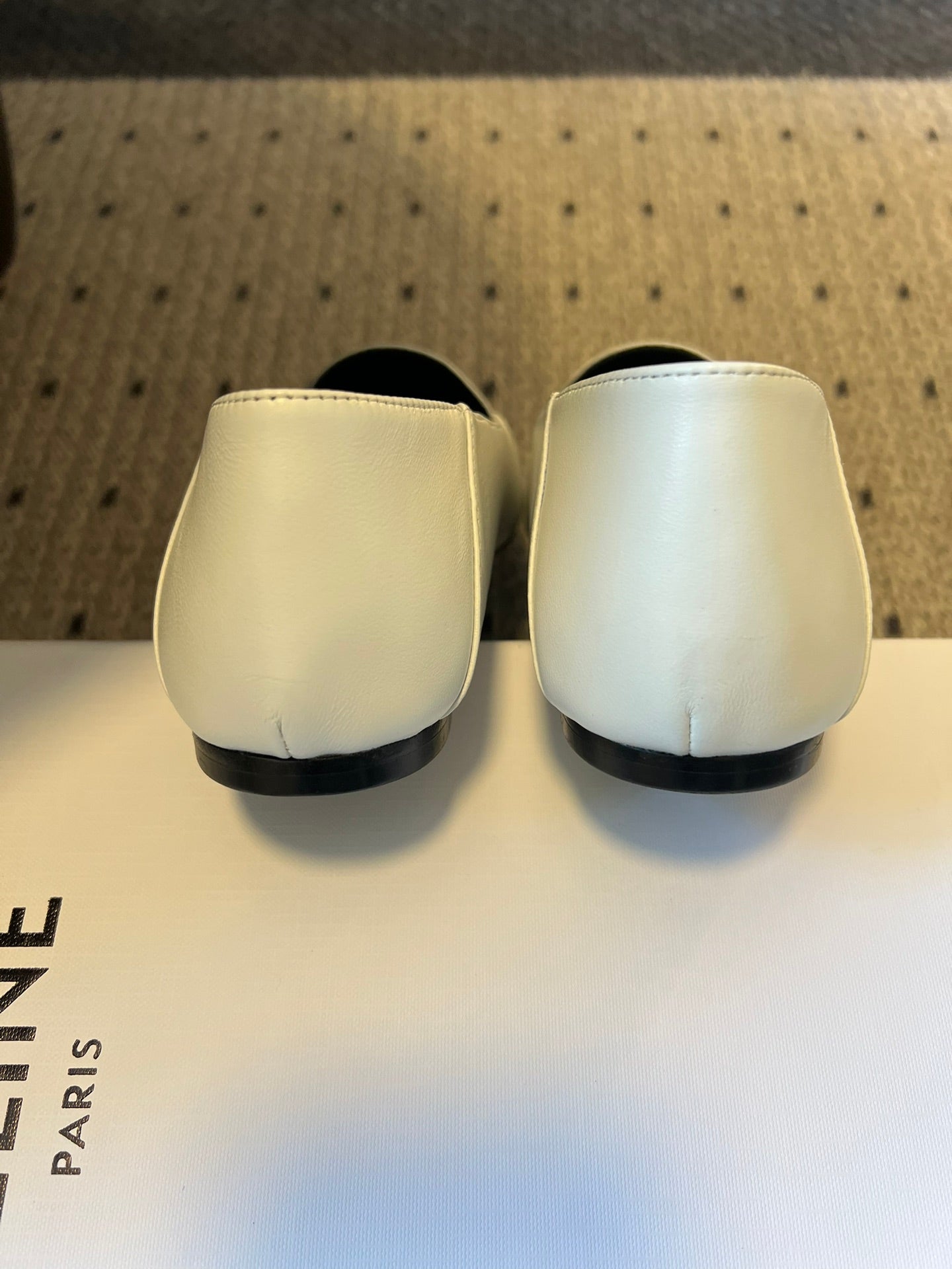 CELINE 26S FLAT LOAFERS IN WHITE LAMBSKIN