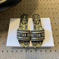 DIOR 26S DWAY SLIDE COTTON EMBROIDERED IN BLACK AND GOLD FLORAL MOTIF