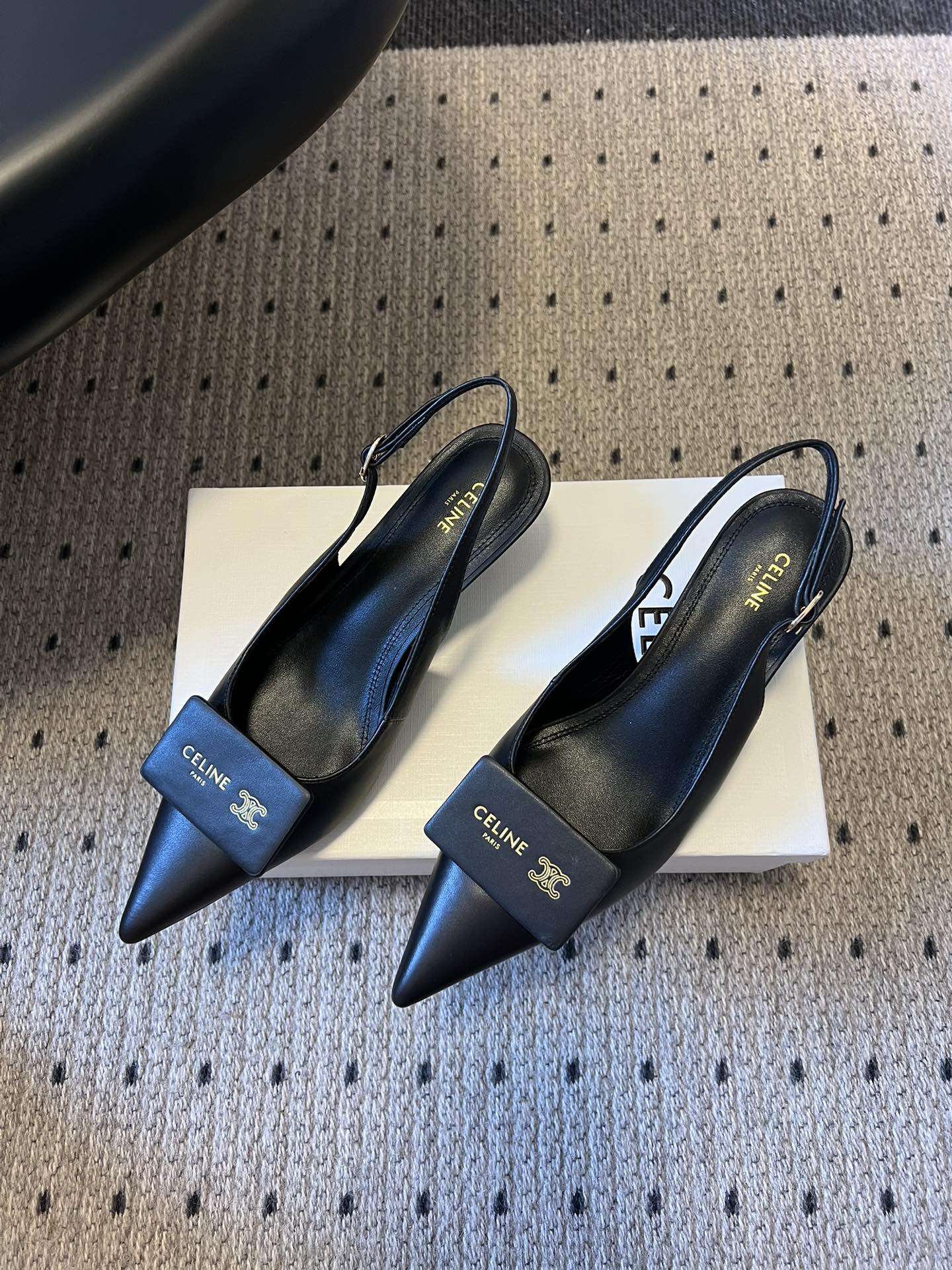 CELINE 26S HIGH-HEEL SLINGBACK 45 MM IN BLACK CALFSKIN