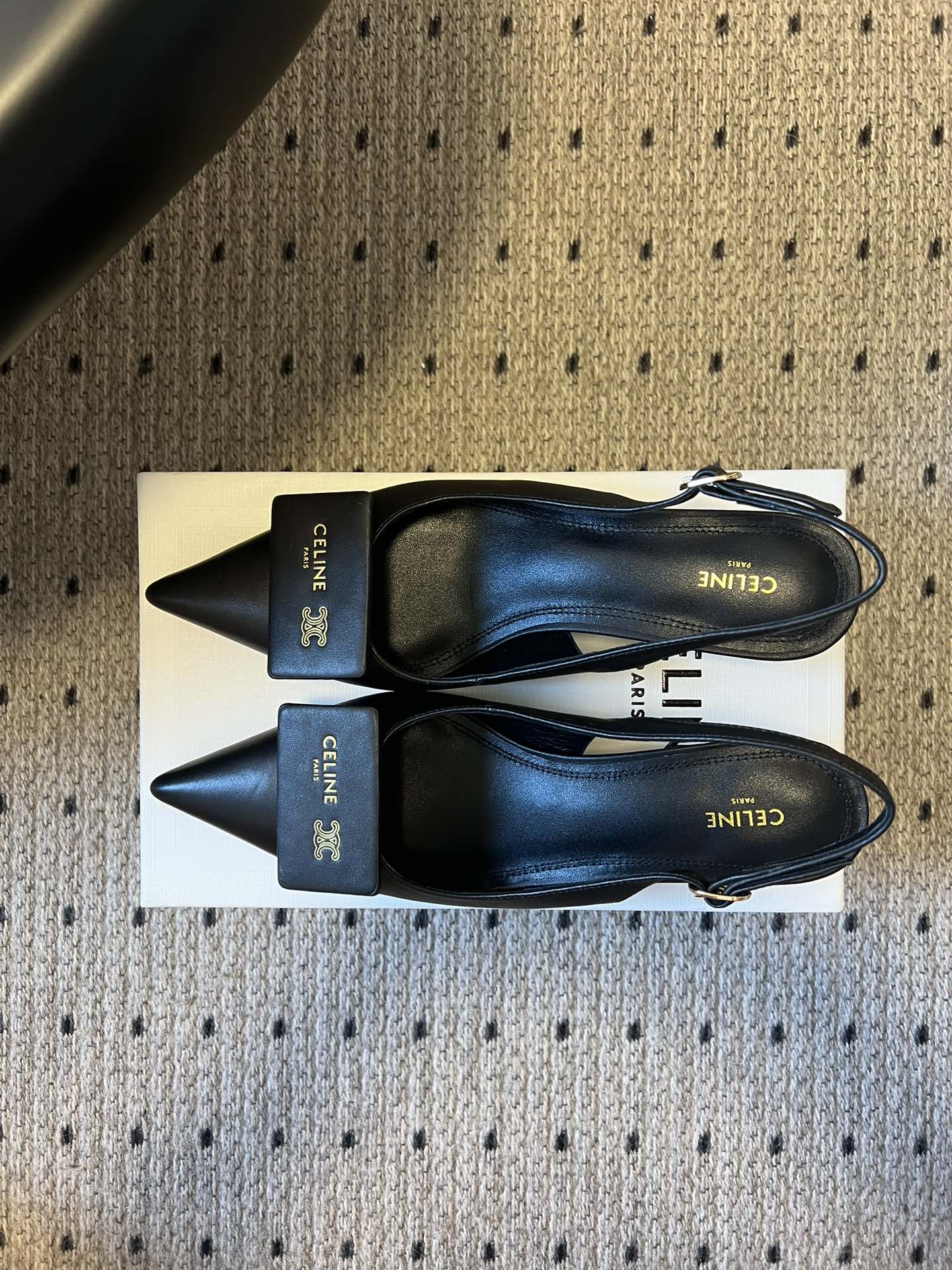 CELINE 26S HIGH-HEEL SLINGBACK 45 MM IN BLACK CALFSKIN