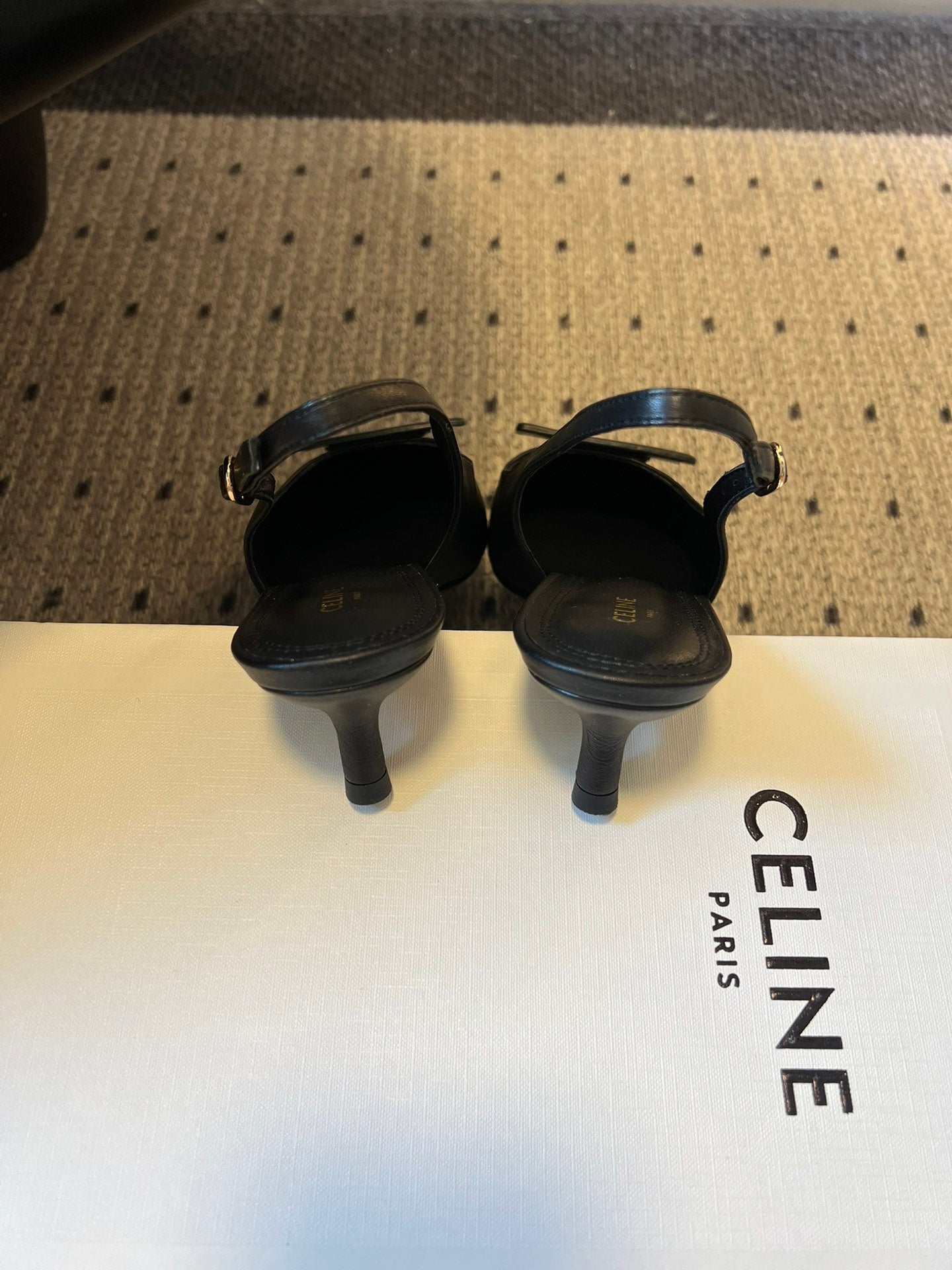 CELINE 26S HIGH-HEEL SLINGBACK 45 MM IN BLACK CALFSKIN