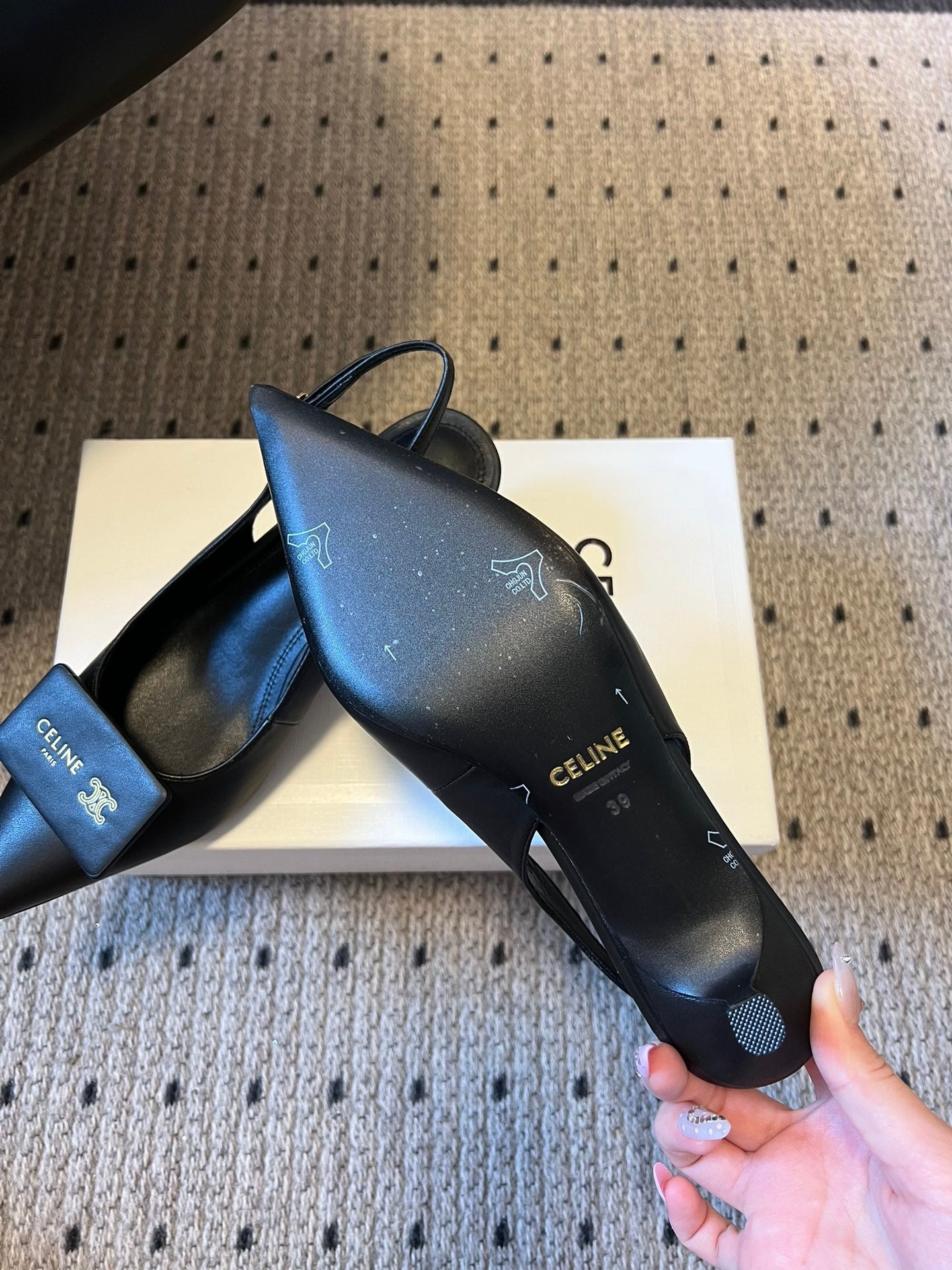 CELINE 26S HIGH-HEEL SLINGBACK 45 MM IN BLACK CALFSKIN