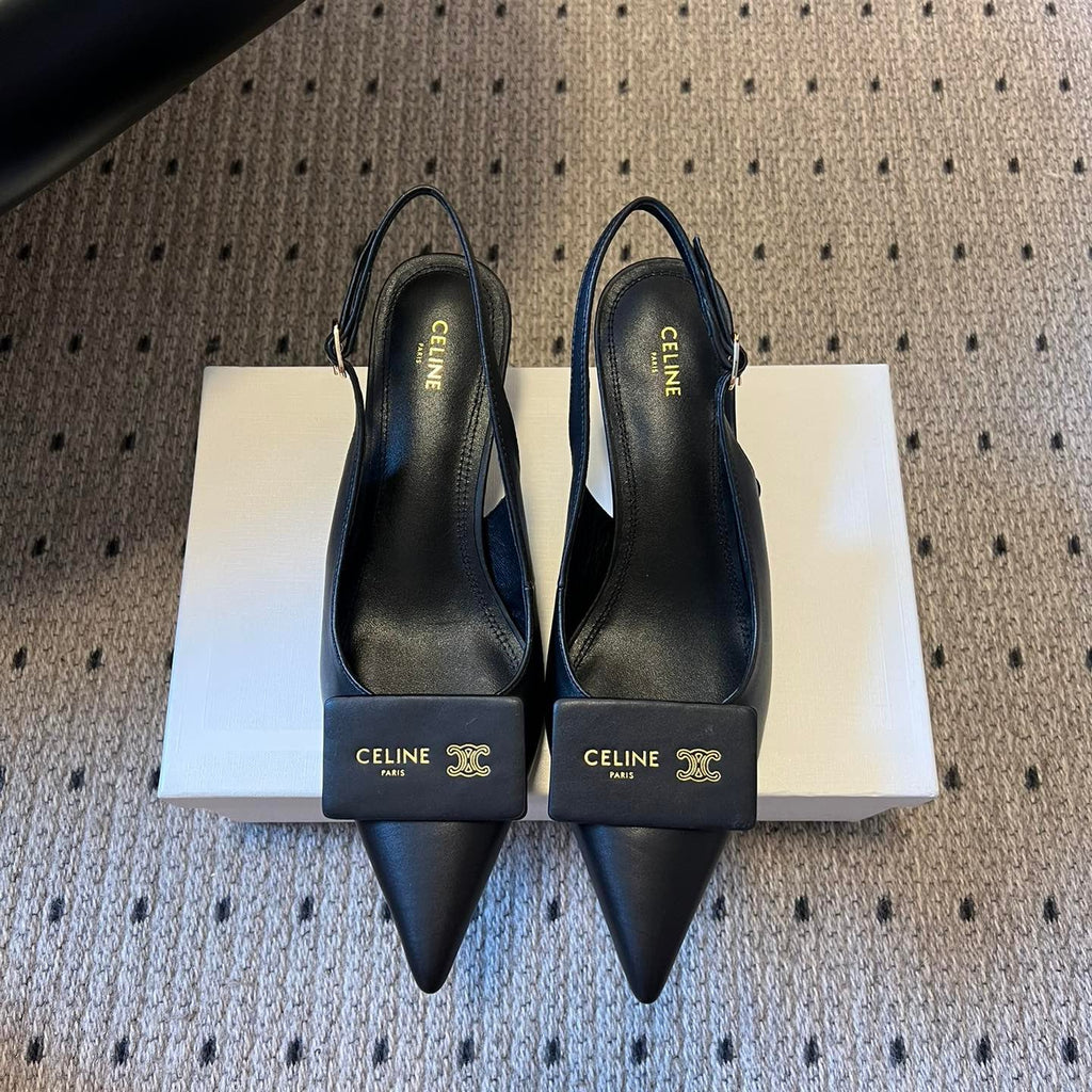 CELINE 26S HIGH-HEEL SLINGBACK 45 MM IN BLACK CALFSKIN
