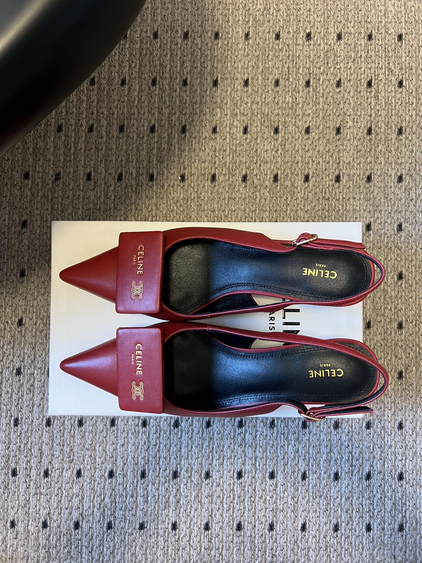 CELINE 26S HIGH-HEEL SLINGBACK 45 MM IN DARK RED CALFSKIN
