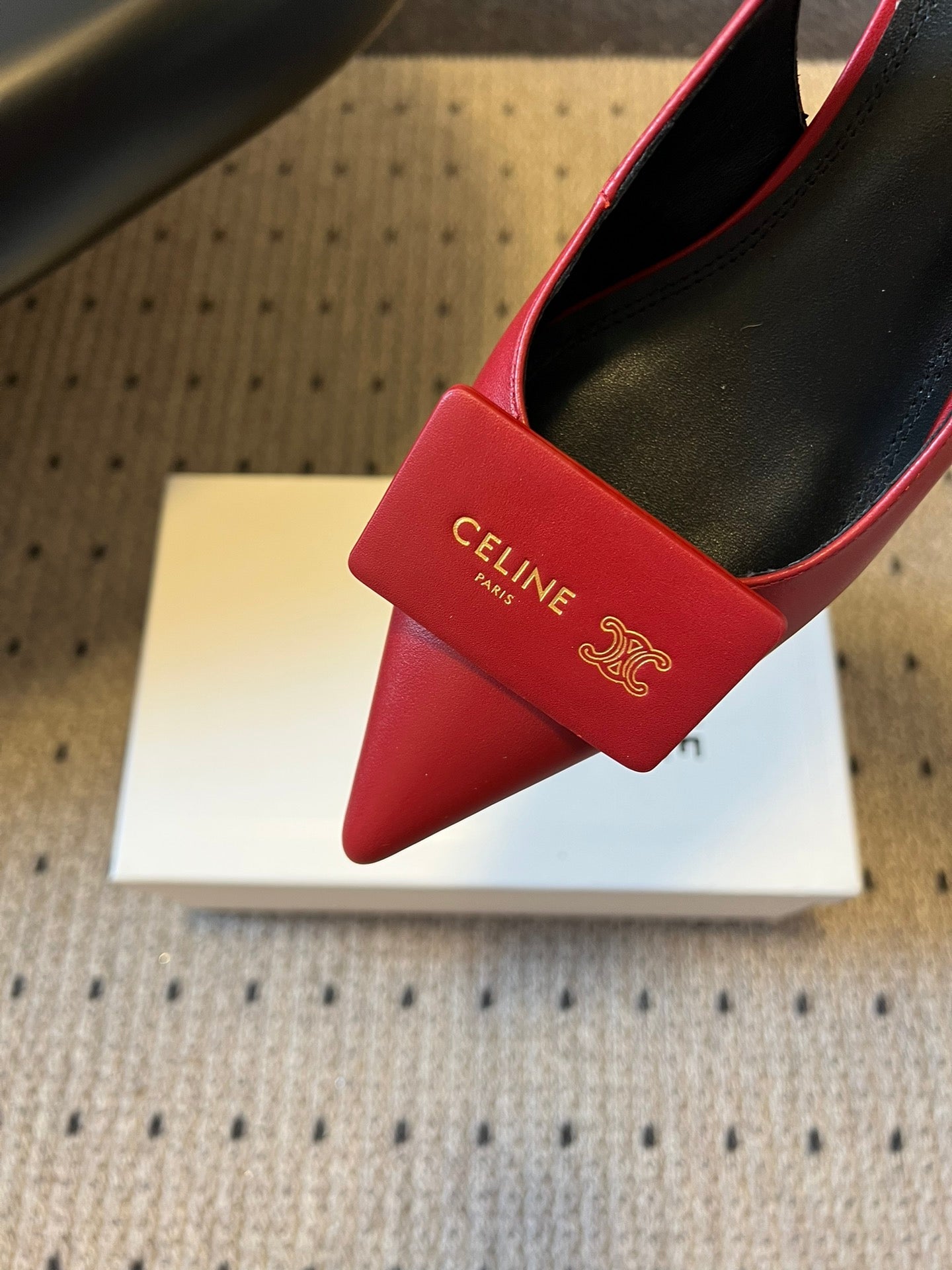 CELINE 26S HIGH-HEEL SLINGBACK 45 MM IN DARK RED CALFSKIN