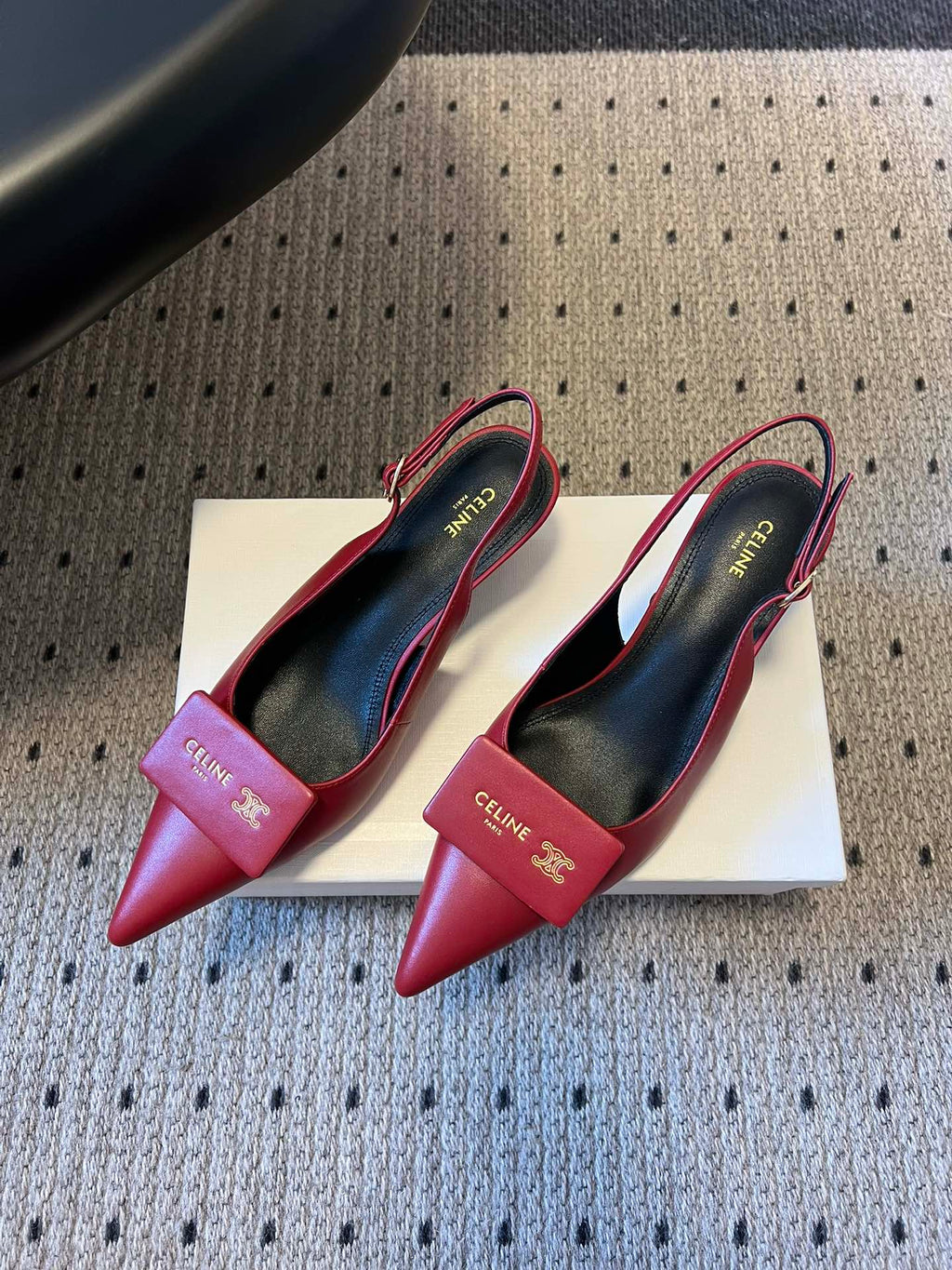 CELINE 26S HIGH-HEEL SLINGBACK 45 MM IN DARK RED CALFSKIN