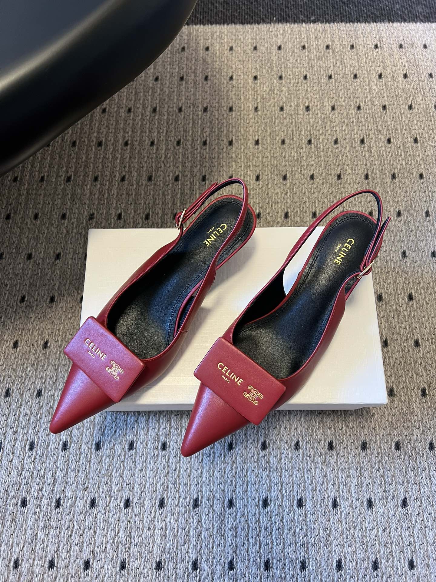 CELINE 26S HIGH-HEEL SLINGBACK 45 MM IN DARK RED CALFSKIN
