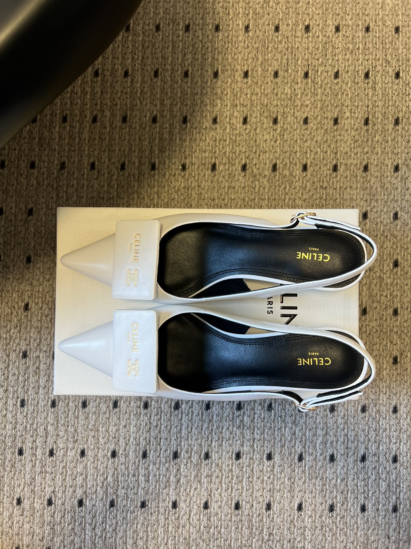 CELINE 26S HIGH-HEEL SLINGBACK 45 MM IN WHITE CALFSKIN