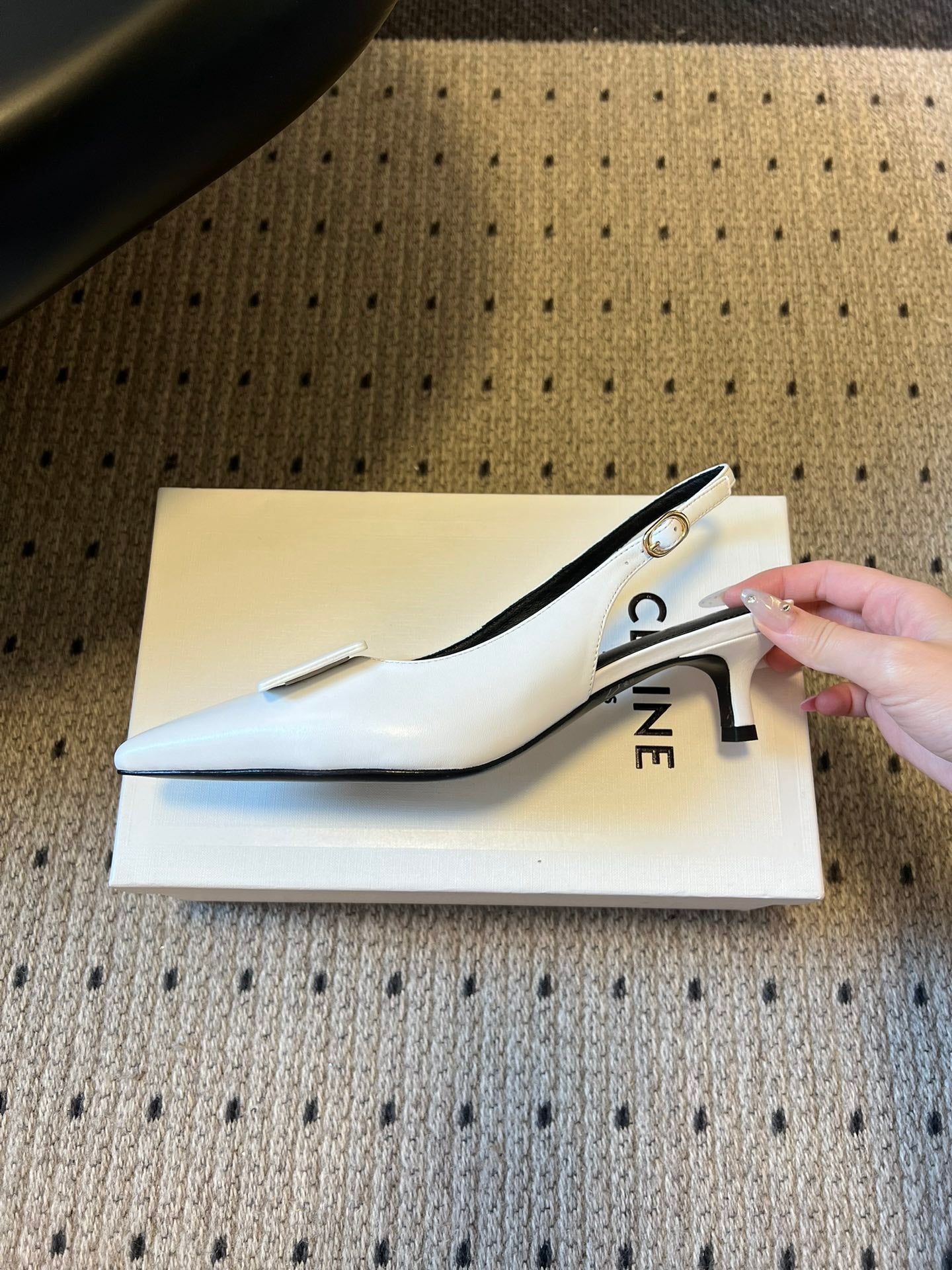 CELINE 26S HIGH-HEEL SLINGBACK 45 MM IN WHITE CALFSKIN