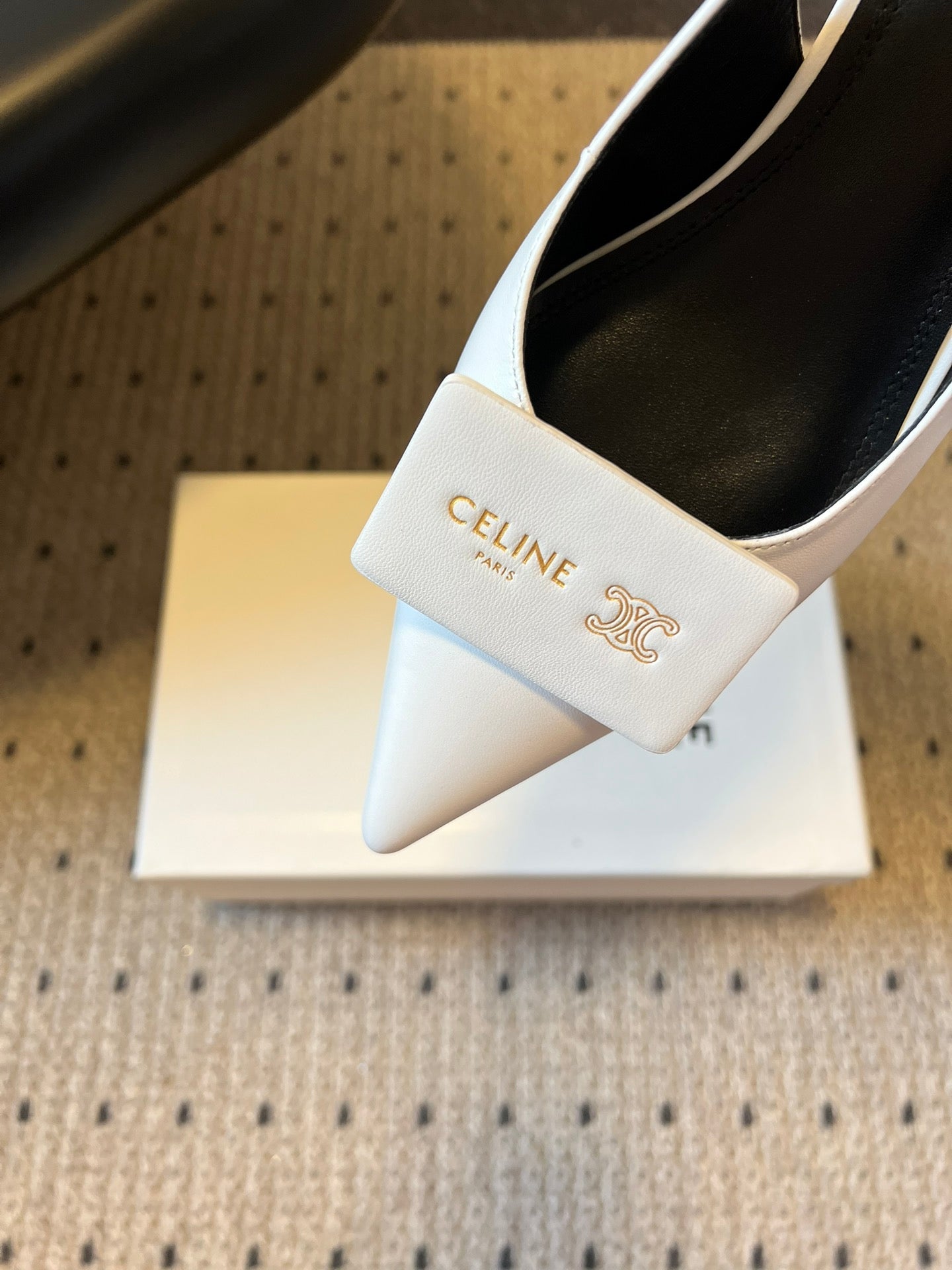 CELINE 26S HIGH-HEEL SLINGBACK 45 MM IN WHITE CALFSKIN