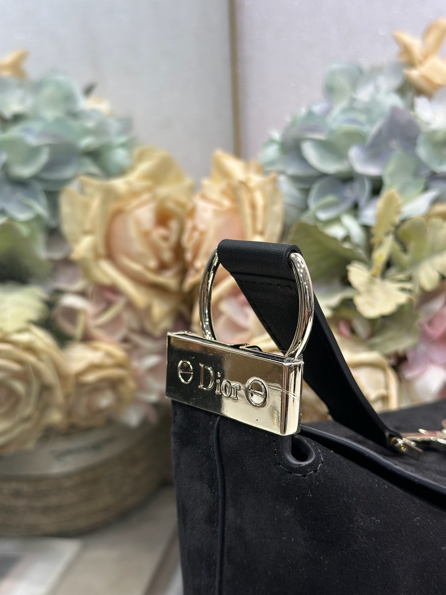 DIOR 26S DIORLY BAG 28 IN BLACK SUEDE