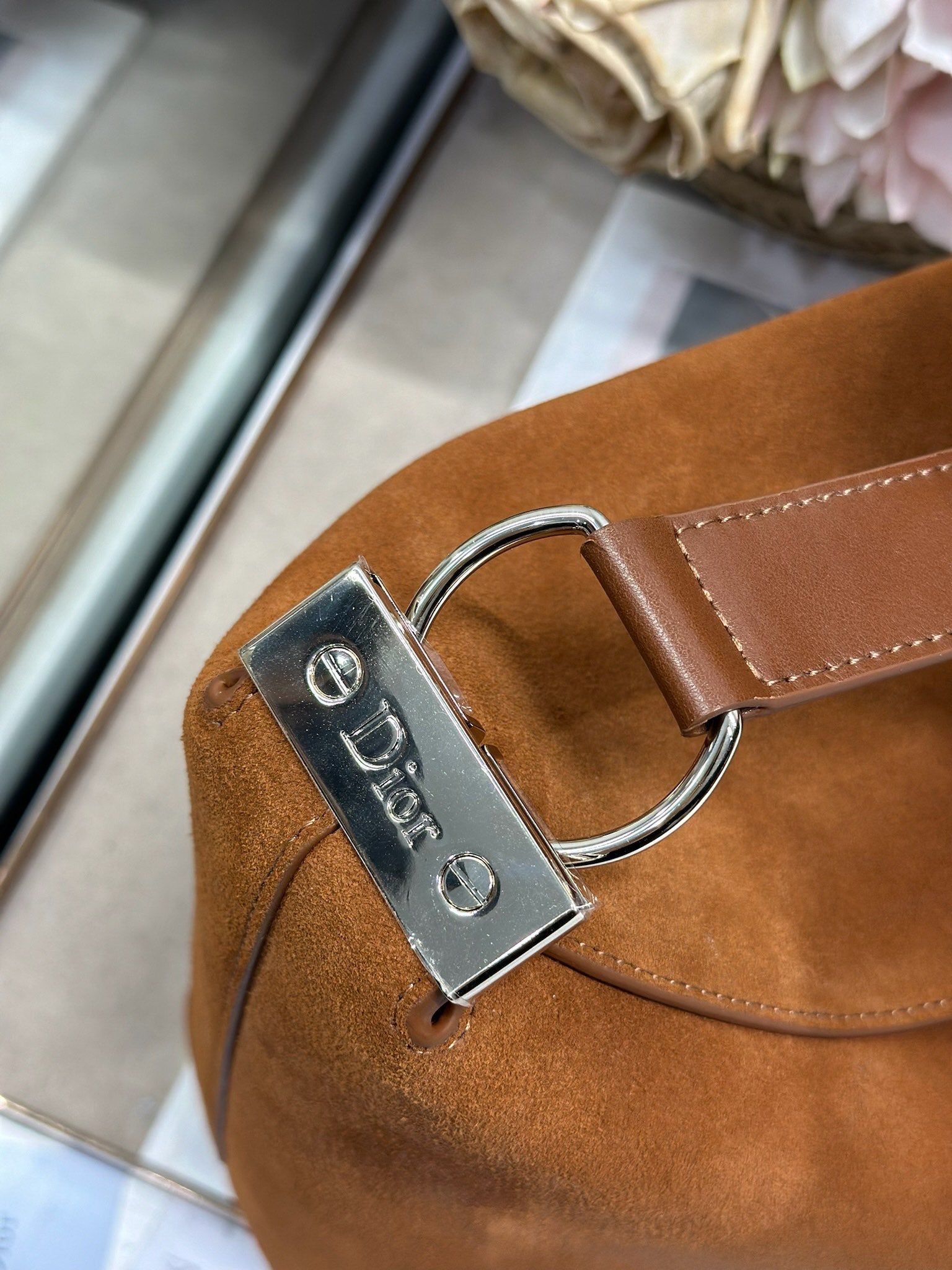 DIOR 26S DIORLY BAG 28 IN BROWN SUEDE