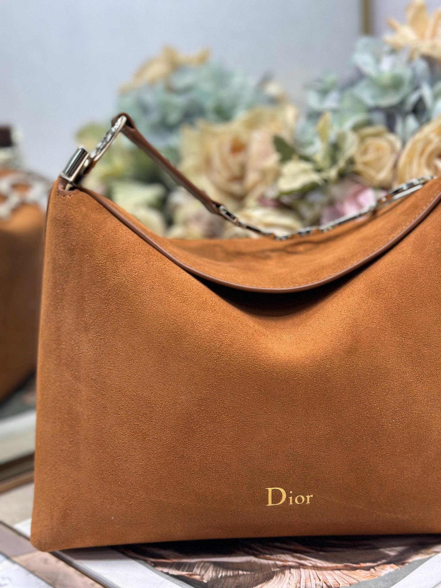 DIOR 26S DIORLY BAG 28 IN BROWN SUEDE