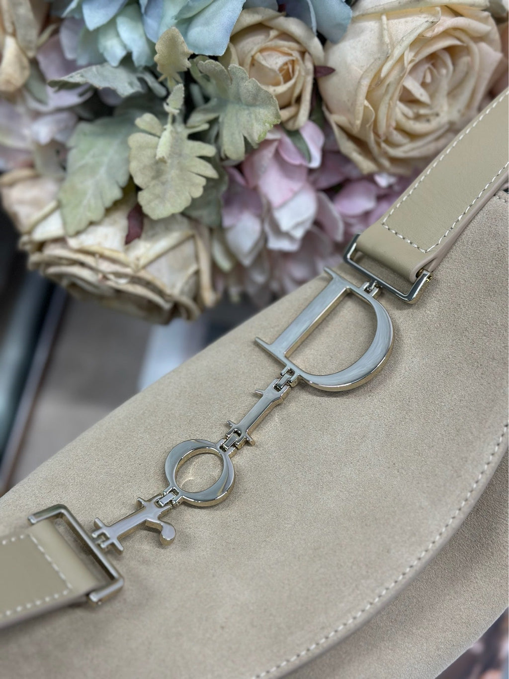 DIOR 26S DIORLY BAG 28 IN BEIGE SUEDE
