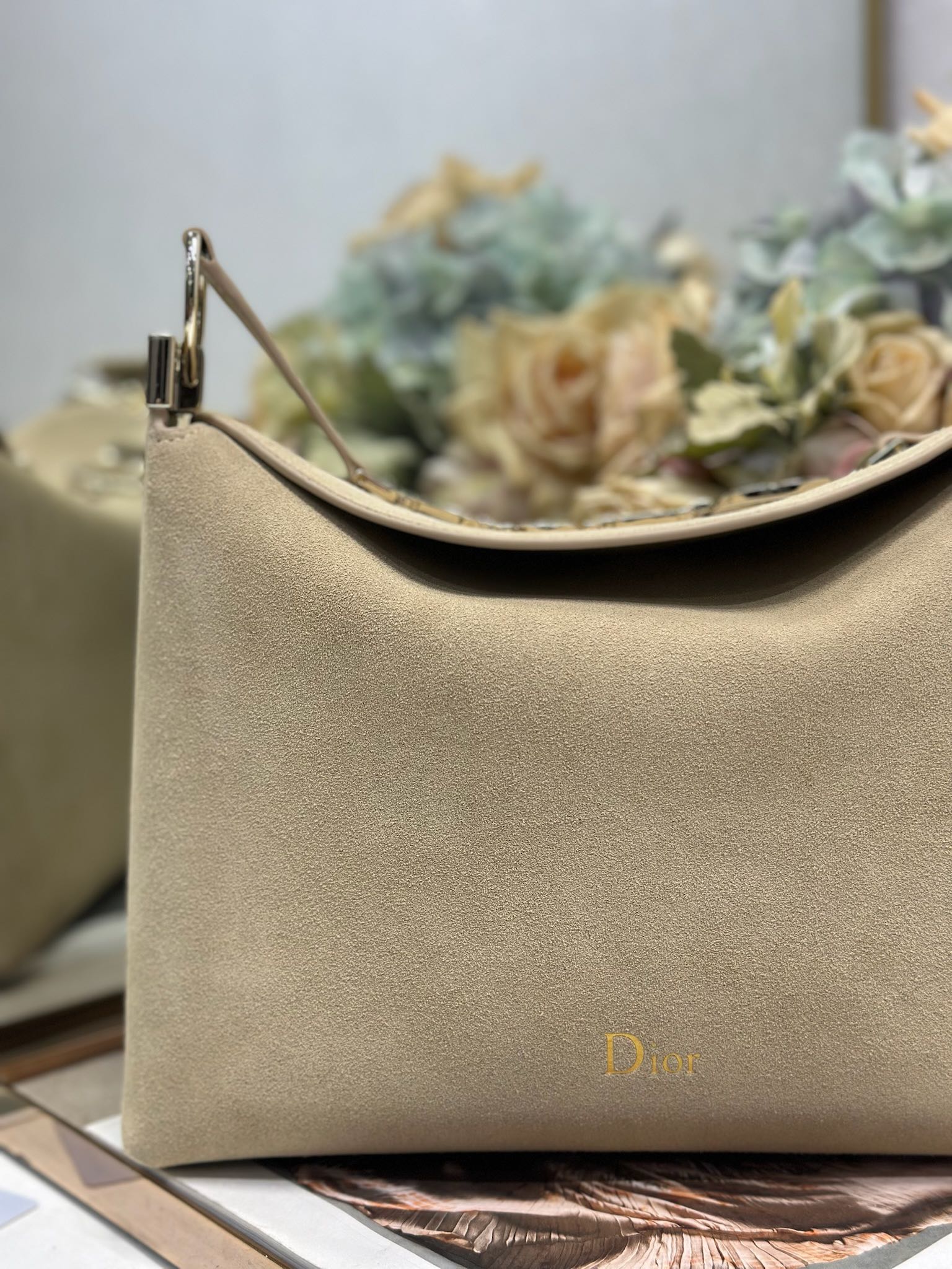 DIOR 26S DIORLY BAG 28 IN BEIGE SUEDE