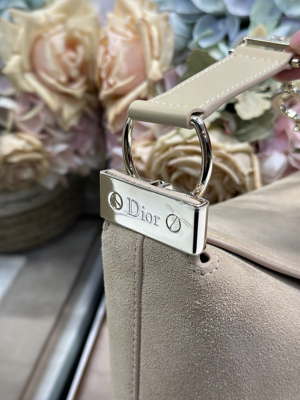 DIOR 26S DIORLY BAG 28 IN BEIGE SUEDE