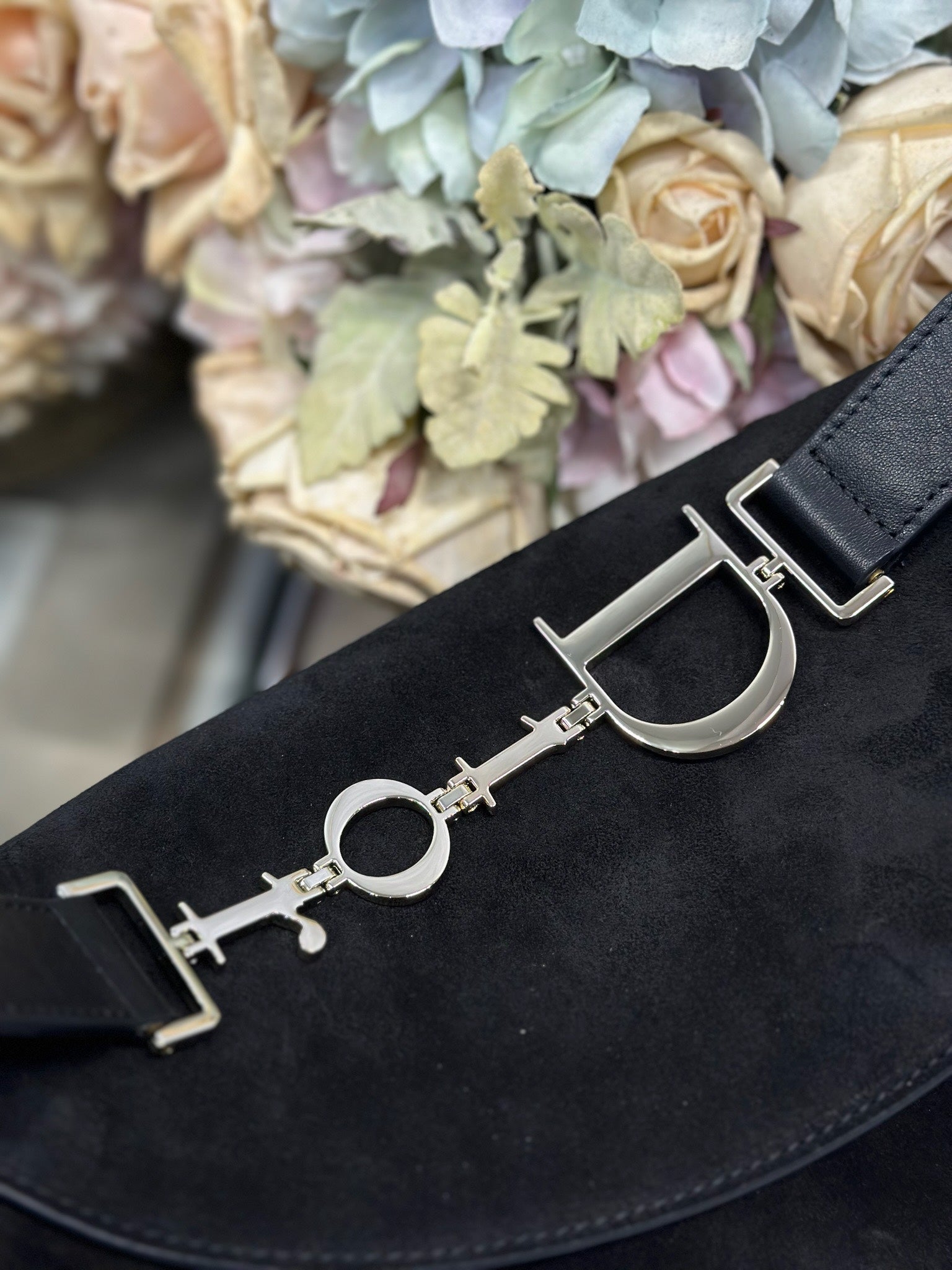 DIOR 26S DIORLY BAG 33 IN BLACK SUEDE