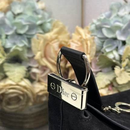 DIOR 26S DIORLY BAG 33 IN BLACK SUEDE