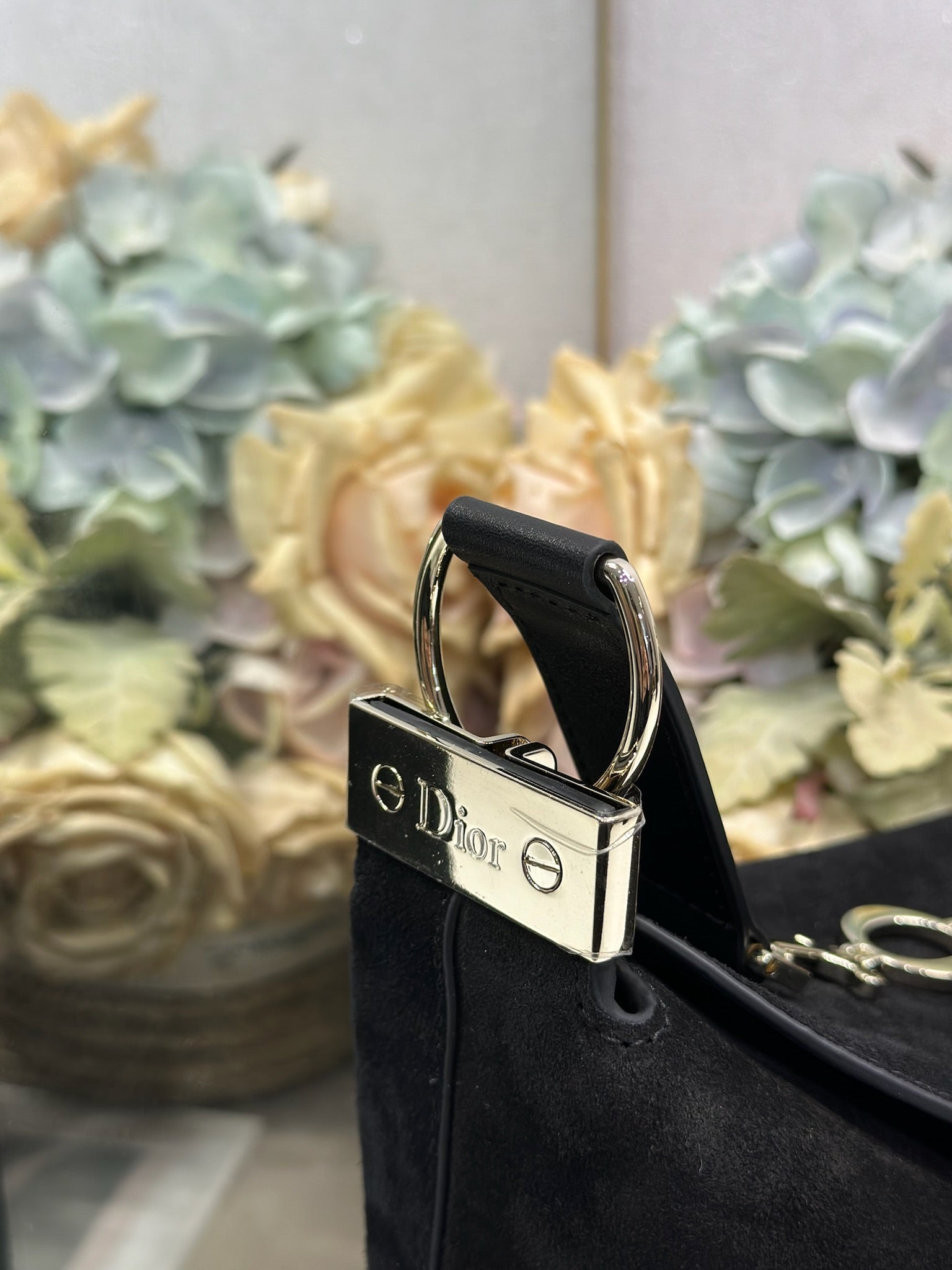 DIOR 26S DIORLY BAG 33 IN BLACK SUEDE