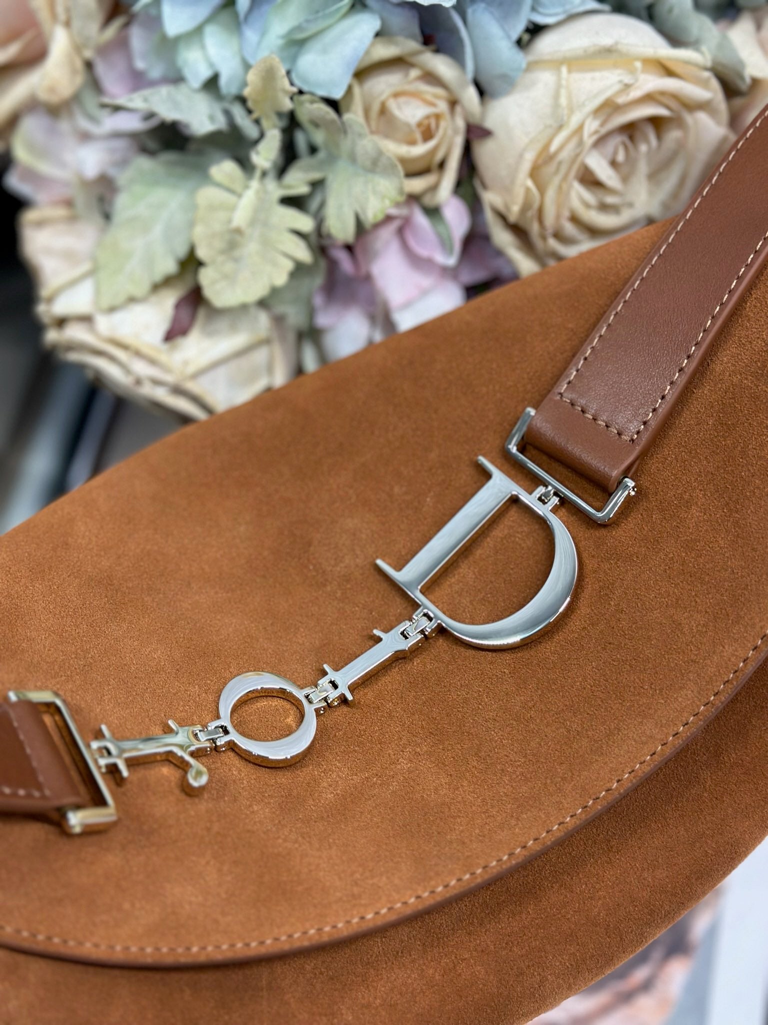 DIOR 26S DIORLY BAG 33 IN BROWN SUEDE