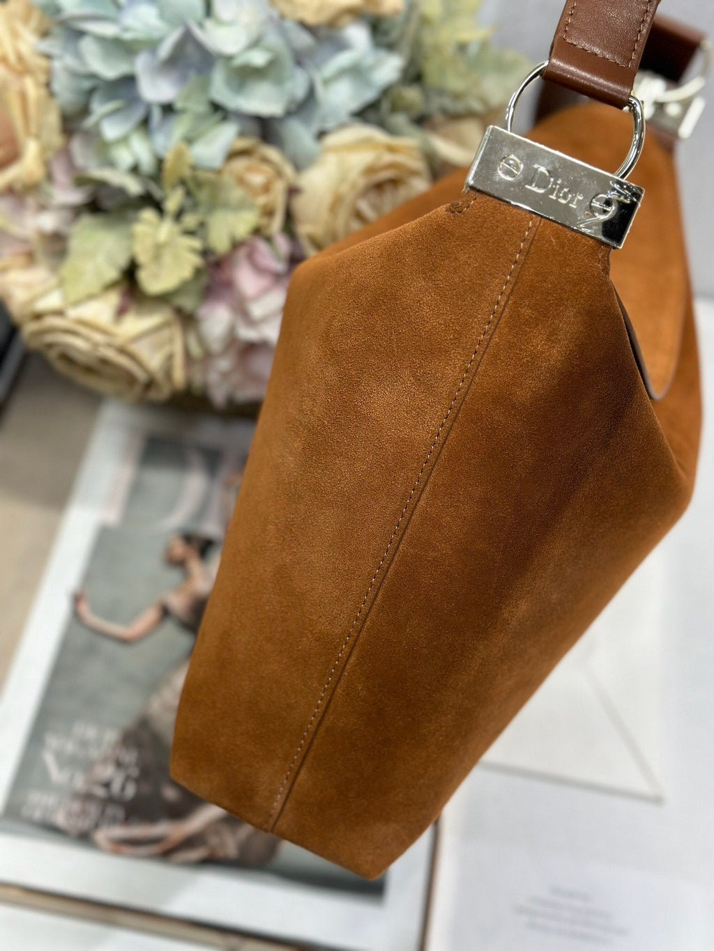 DIOR 26S DIORLY BAG 33 IN BROWN SUEDE