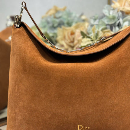 DIOR 26S DIORLY BAG 33 IN BROWN SUEDE
