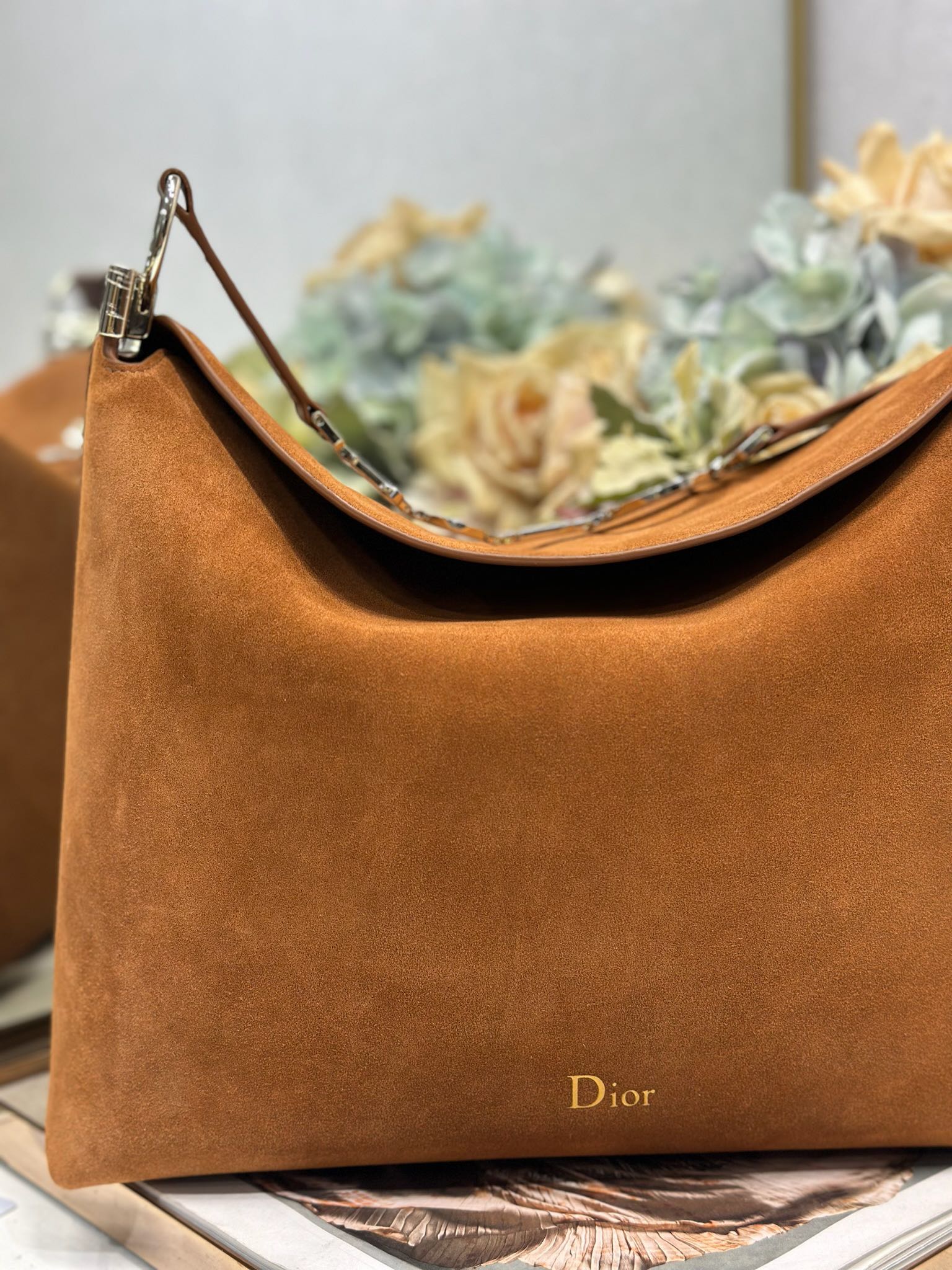 DIOR 26S DIORLY BAG 33 IN BROWN SUEDE