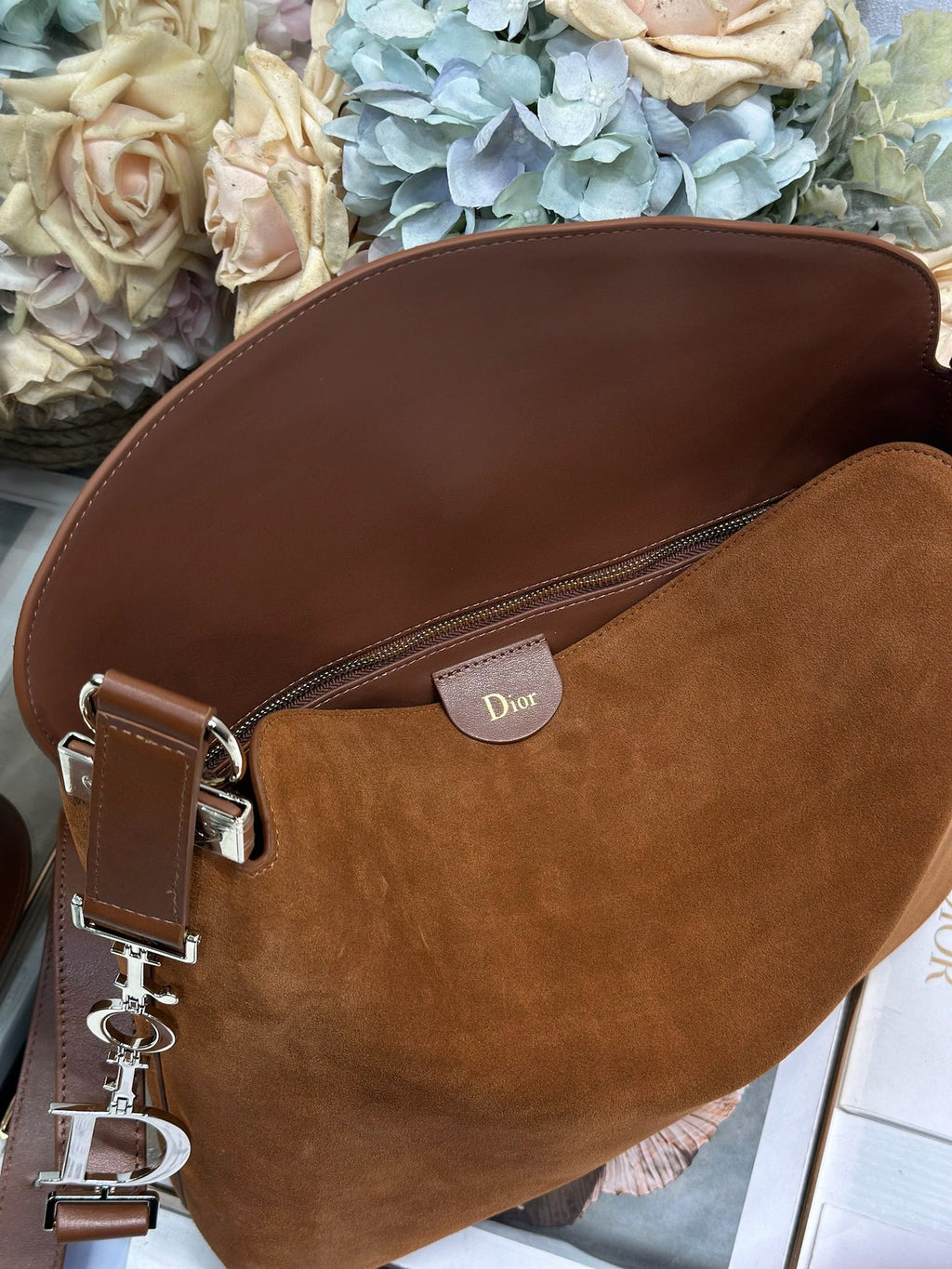DIOR 26S DIORLY BAG 33 IN BROWN SUEDE