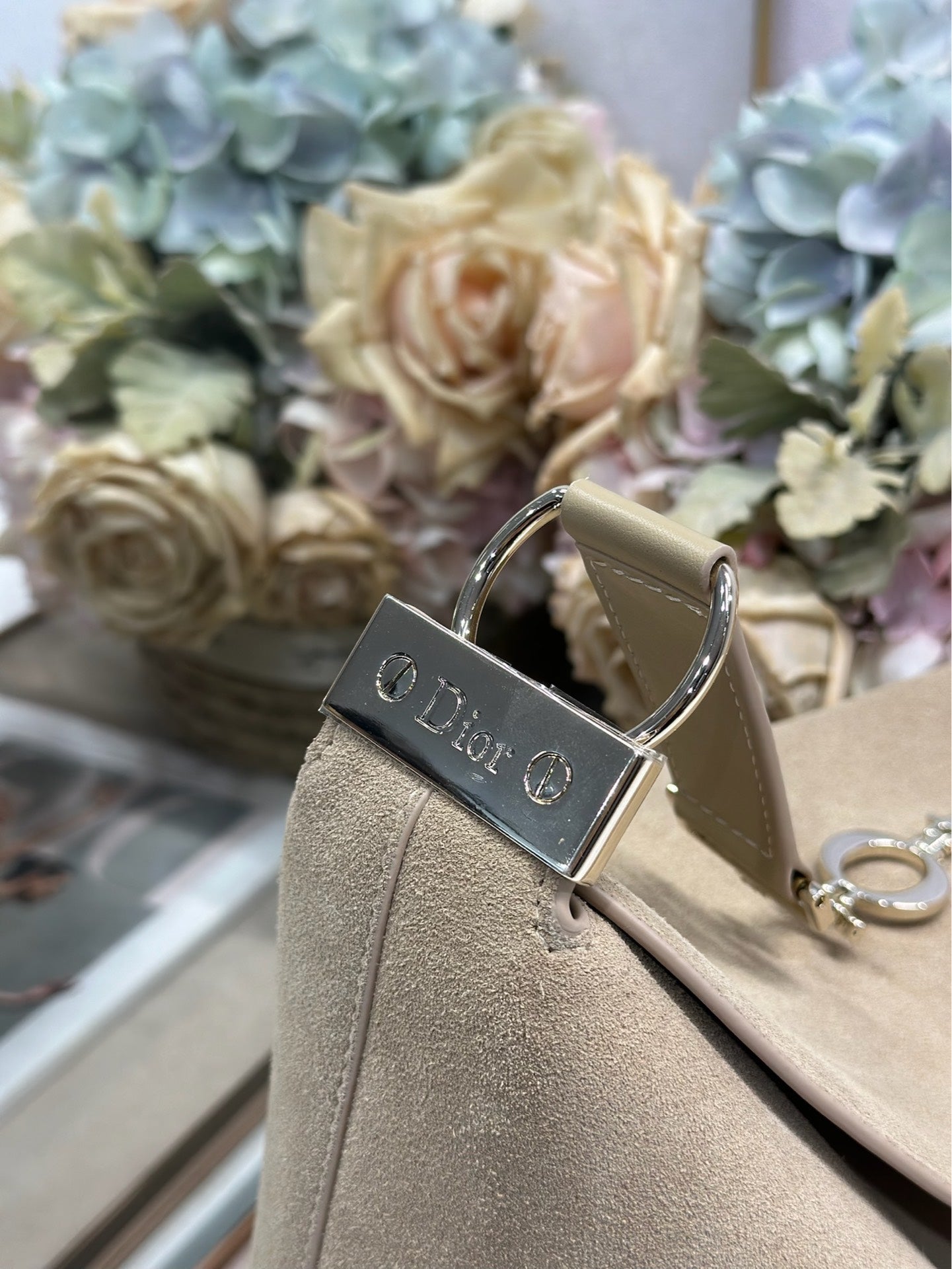 DIOR 26S DIORLY BAG 33 IN BEIGE SUEDE