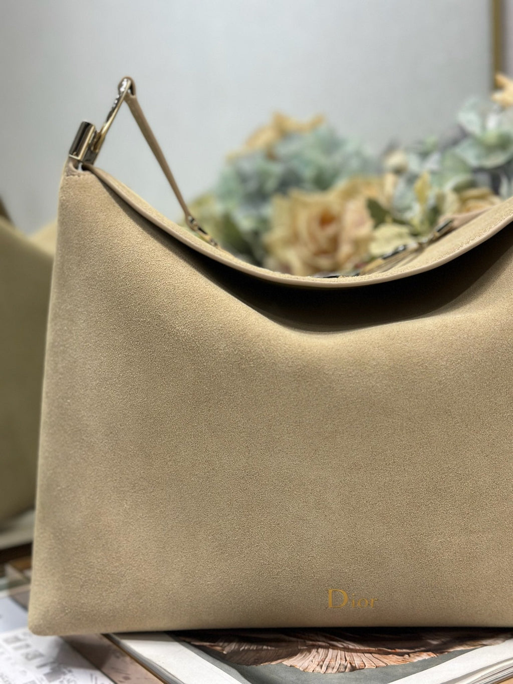 DIOR 26S DIORLY BAG 33 IN BEIGE SUEDE