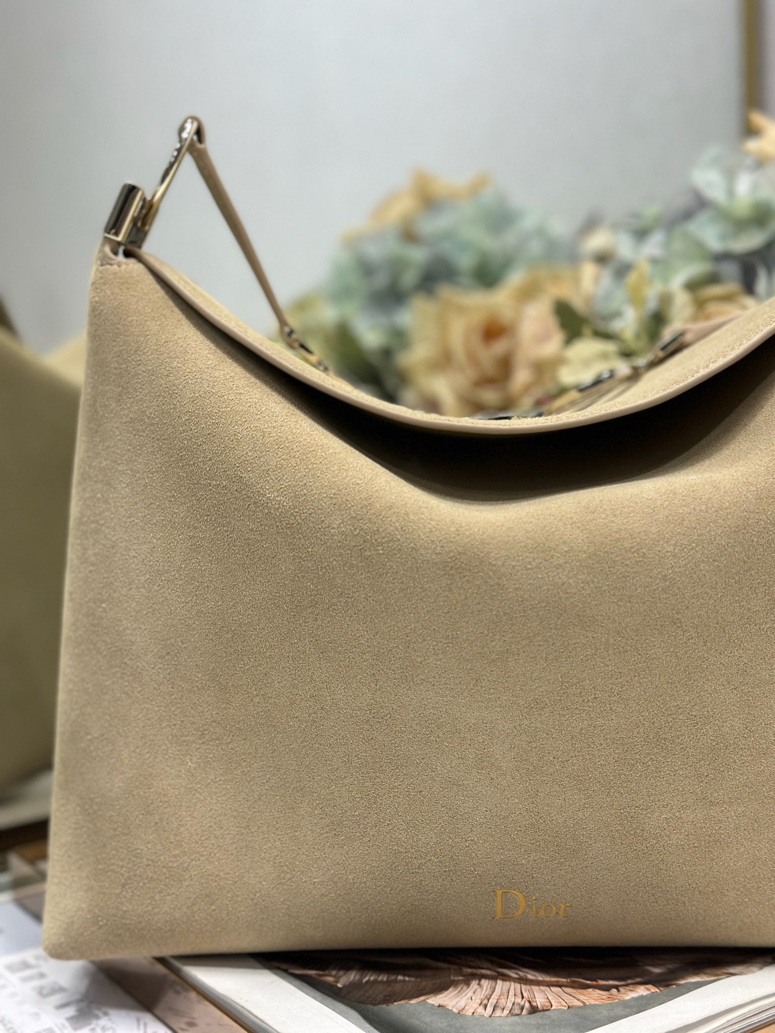 DIOR 26S DIORLY BAG 33 IN BEIGE SUEDE