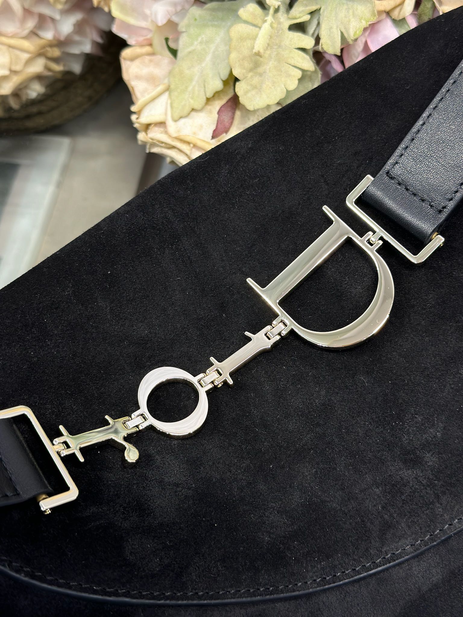 DIOR 26S DIORLY BAG 36 IN BLACK SUEDE