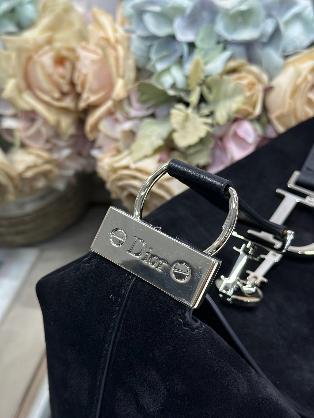 DIOR 26S DIORLY BAG 36 IN BLACK SUEDE