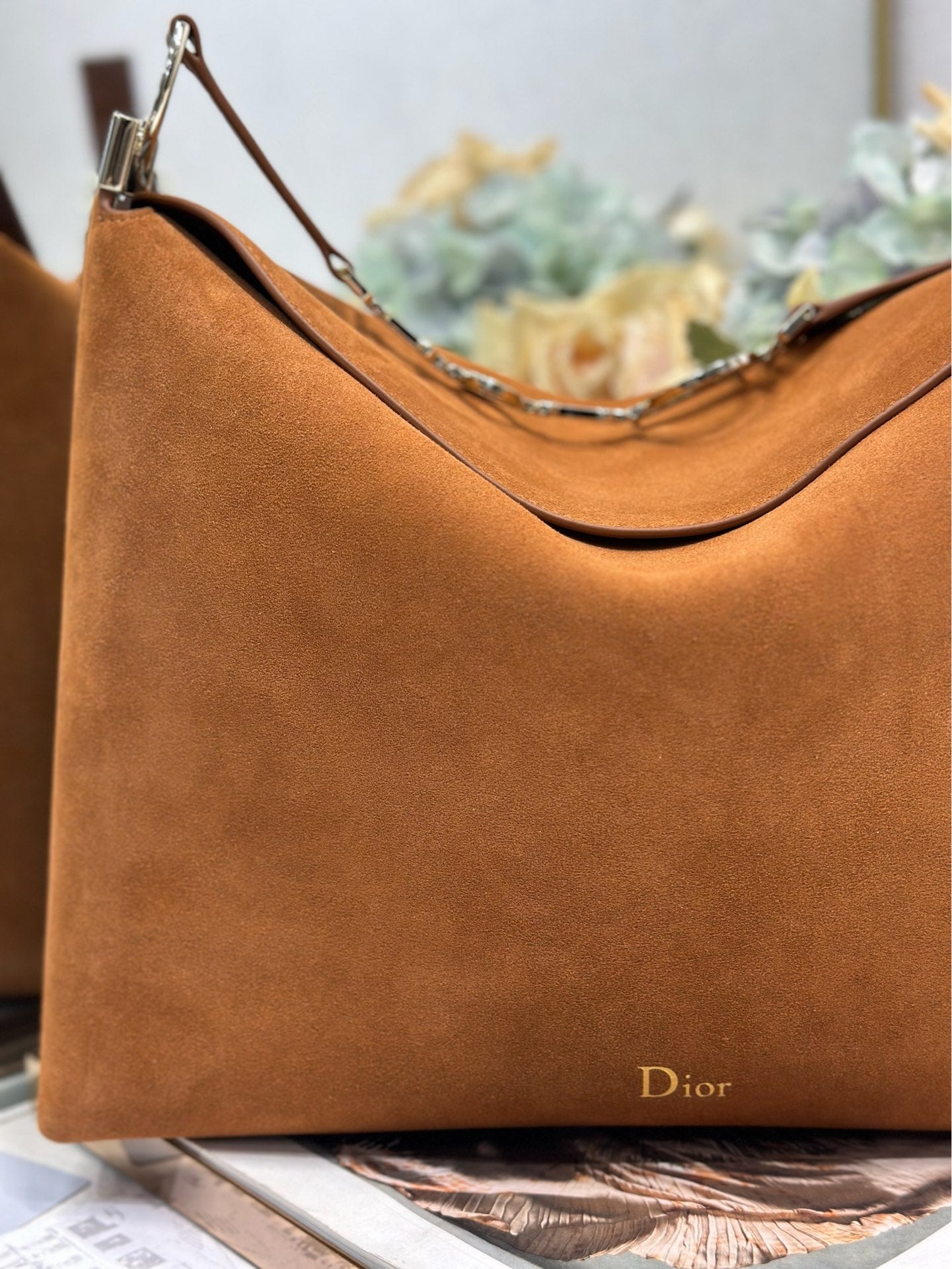 DIOR 26S DIORLY BAG 36 IN BROWN SUEDE