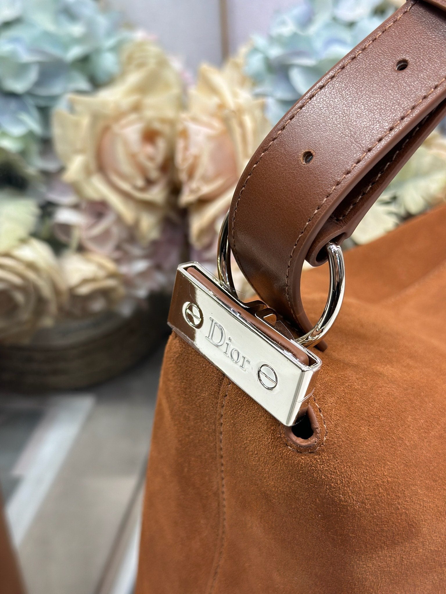 DIOR 26S DIORLY BAG 36 IN BROWN SUEDE