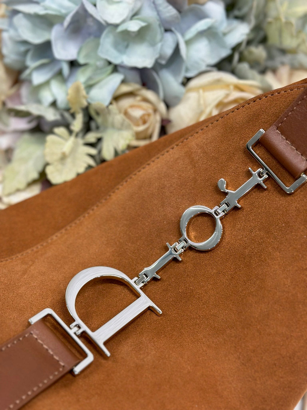 DIOR 26S DIORLY BAG 36 IN BROWN SUEDE
