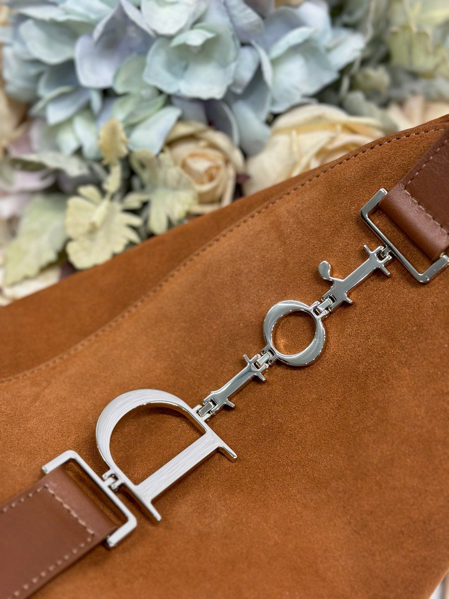 DIOR 26S DIORLY BAG 36 IN BROWN SUEDE