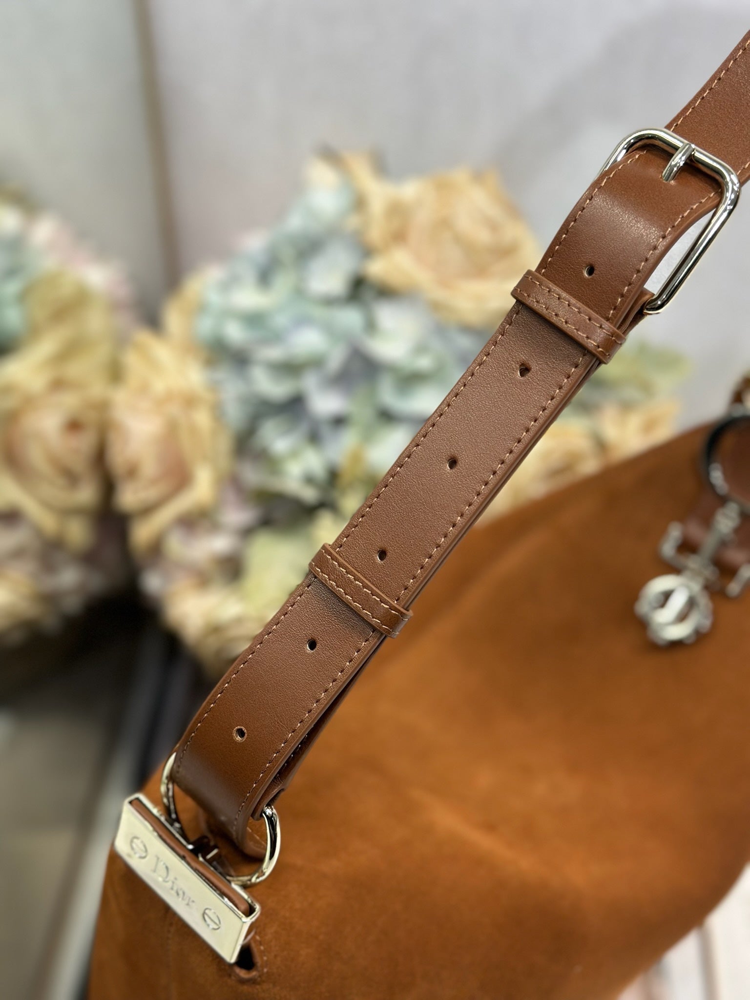 DIOR 26S DIORLY BAG 36 IN BROWN SUEDE