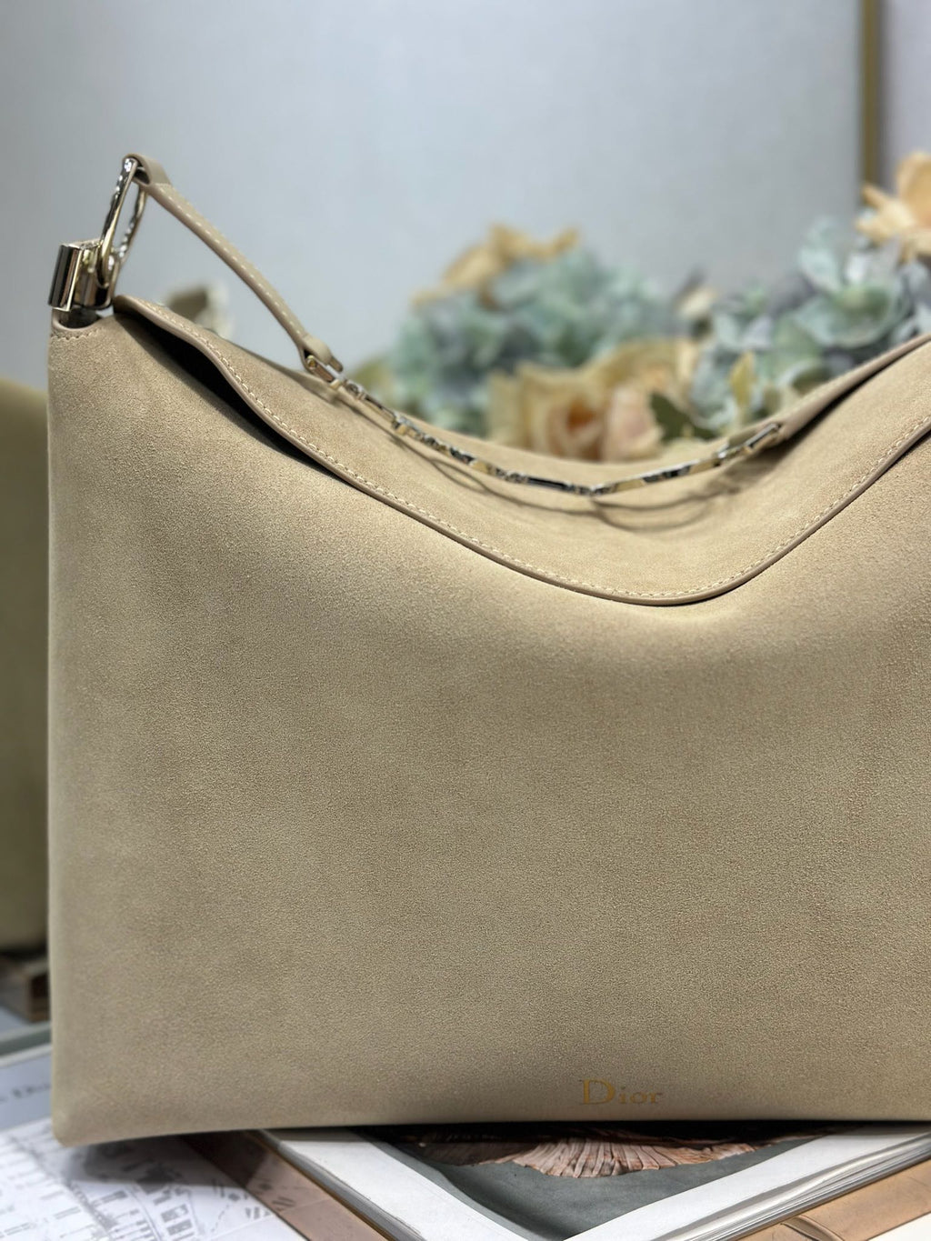 DIOR 26S DIORLY BAG 36 IN BEIGE SUEDE