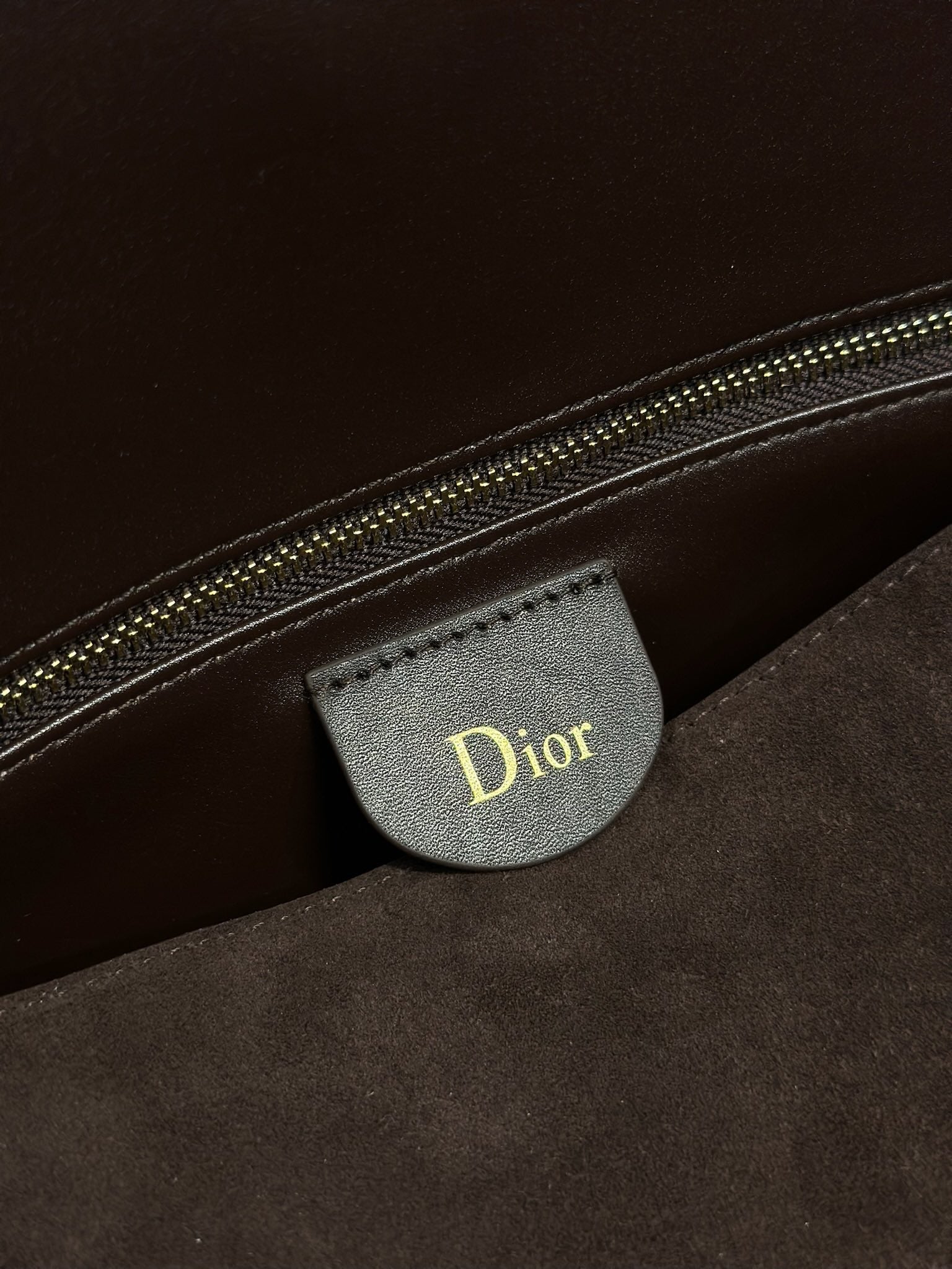 DIOR 26S DIORLY BAG 36 IN DARK BROWN SUEDE